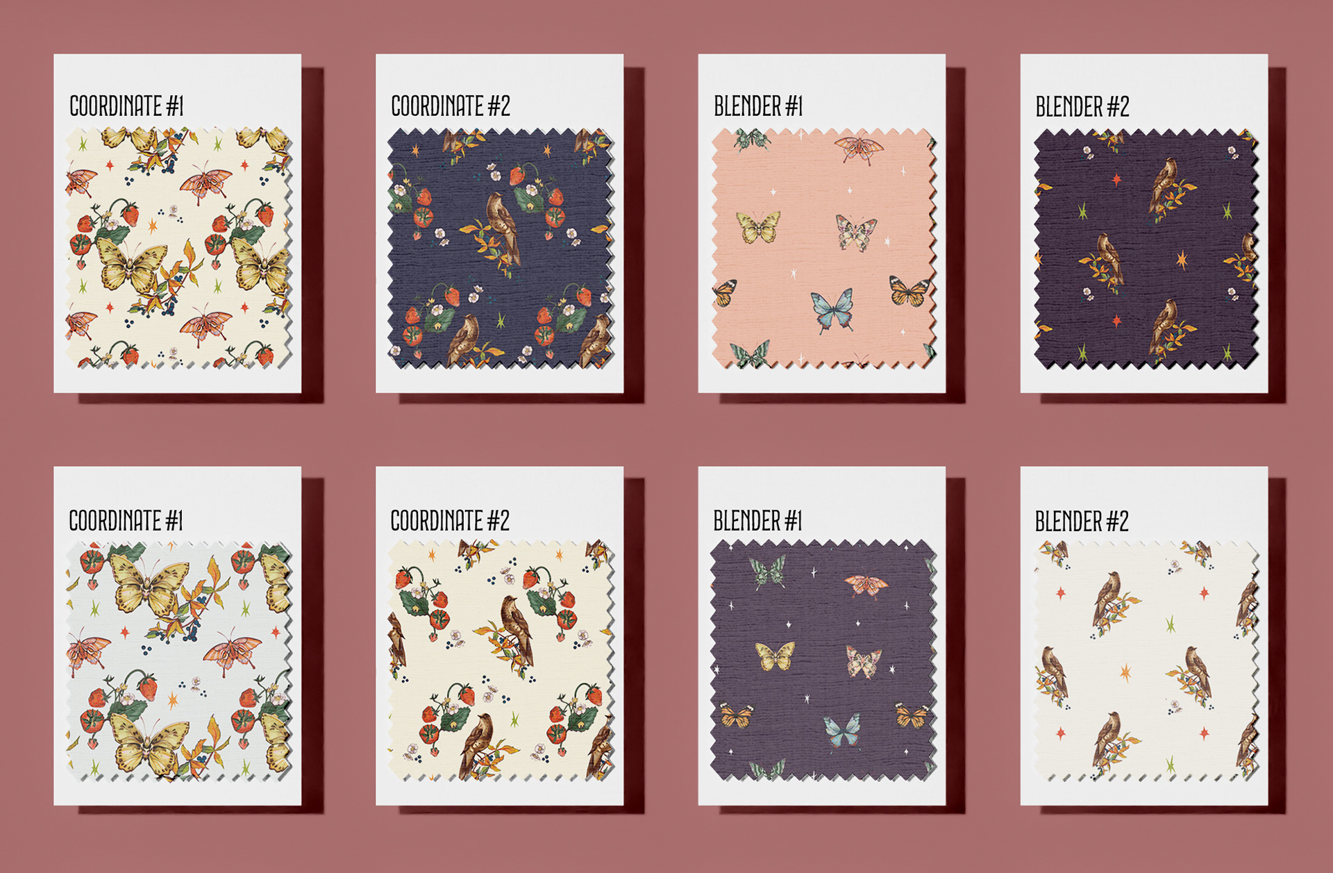 Full swatch collection of patterns from illustrations.