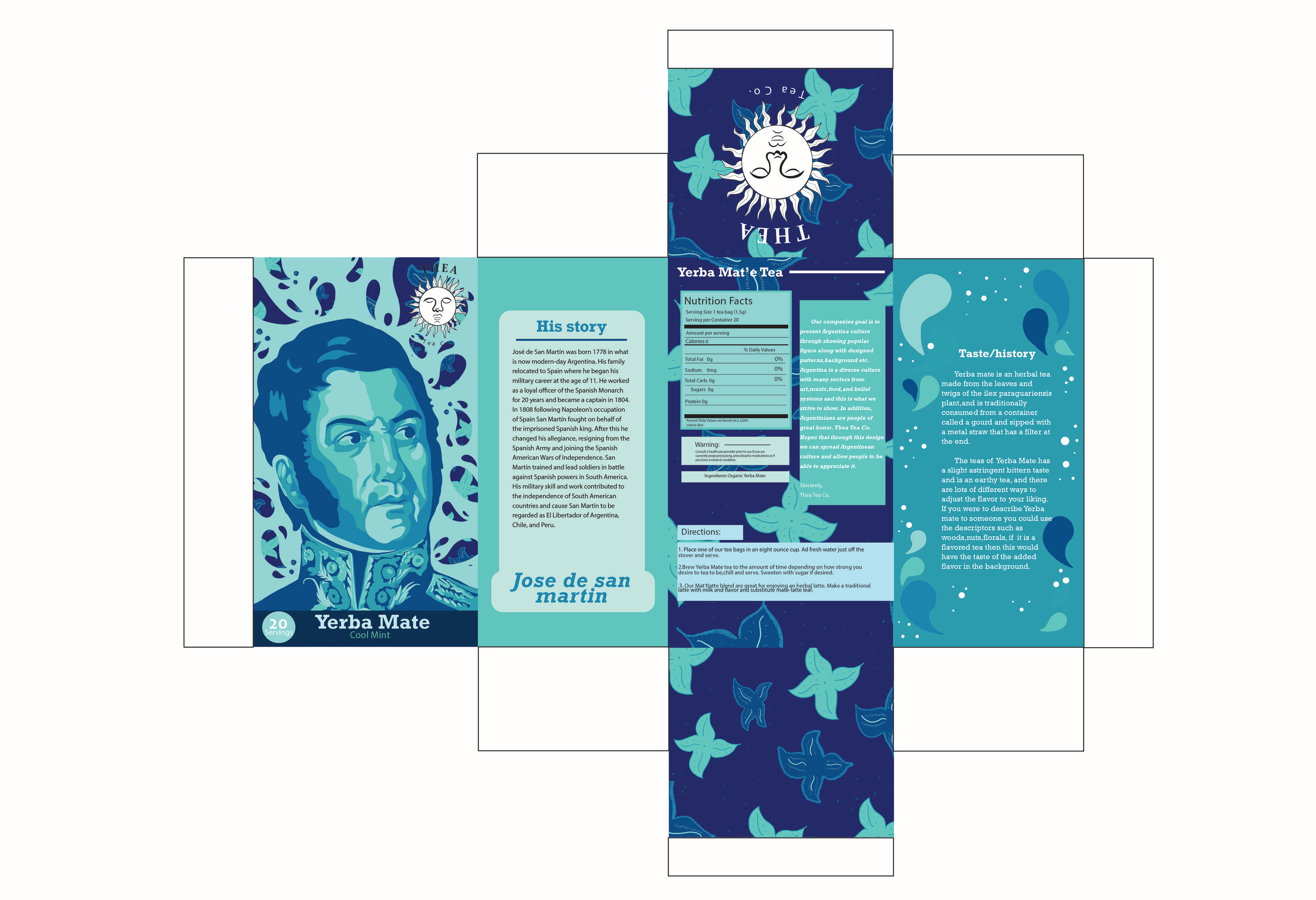Blue tea box printable layout