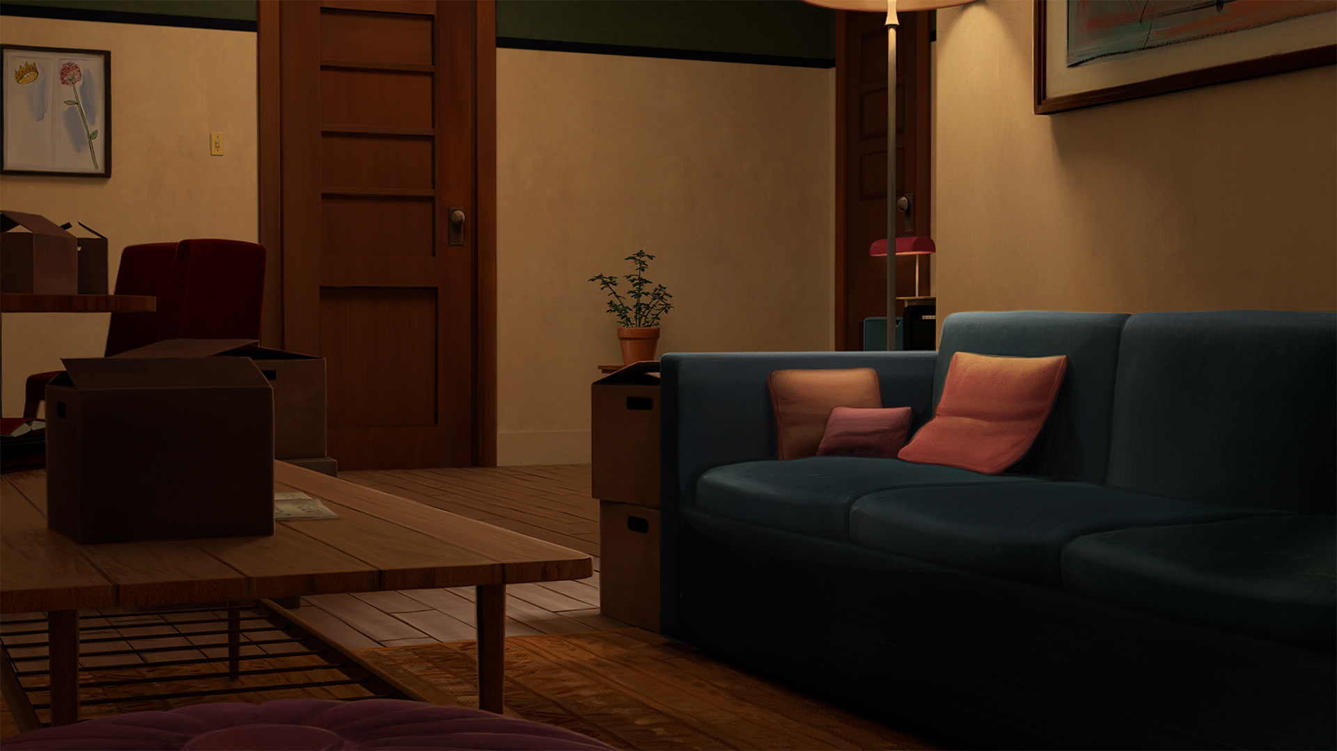 3D render with painted texture was touched-up by me to fix the lighting and soften sharp edges