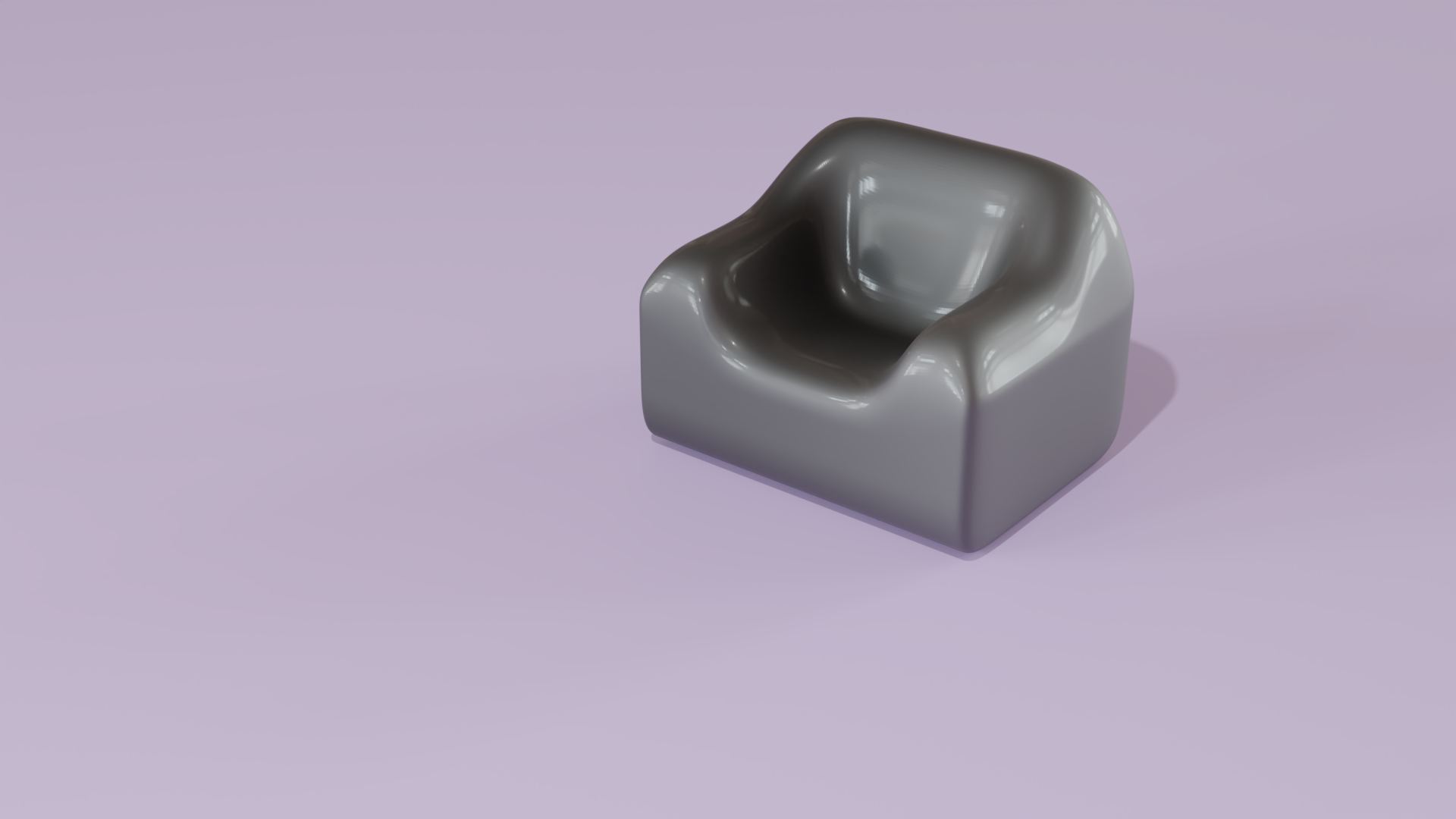 Eames-esque hard bodied shiny molded plastic lounge chair modeled in Blender