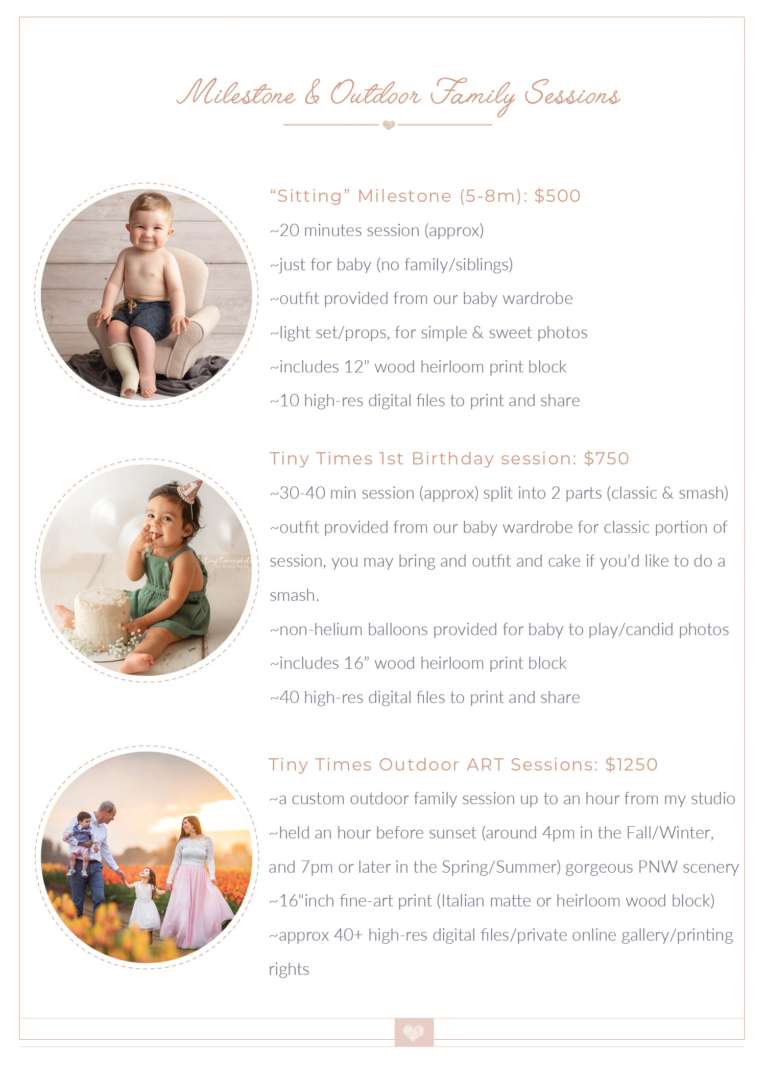 cake smash and outdoor family sessions