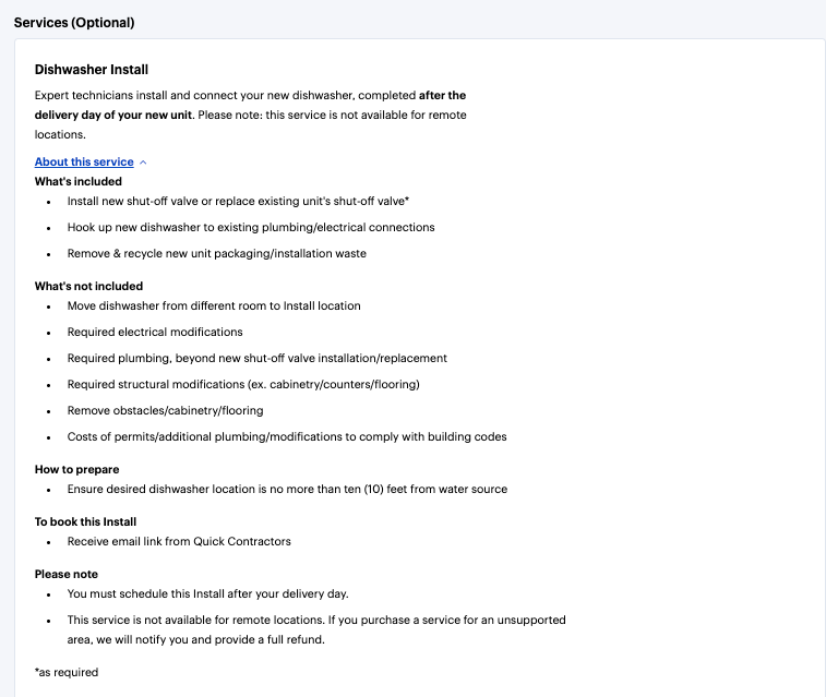 Service Benefits Text for In-Home Services, seen on the add-ons page