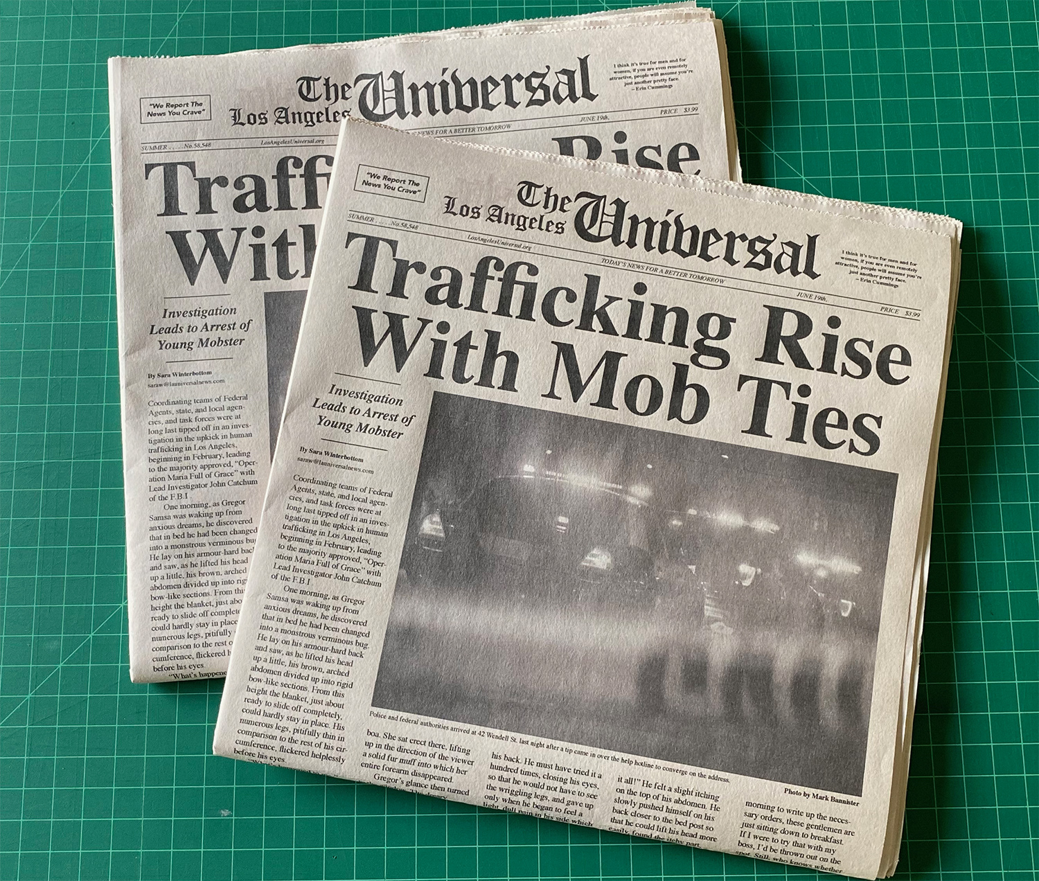 The Los Angeles Universal FRONT PAGE News