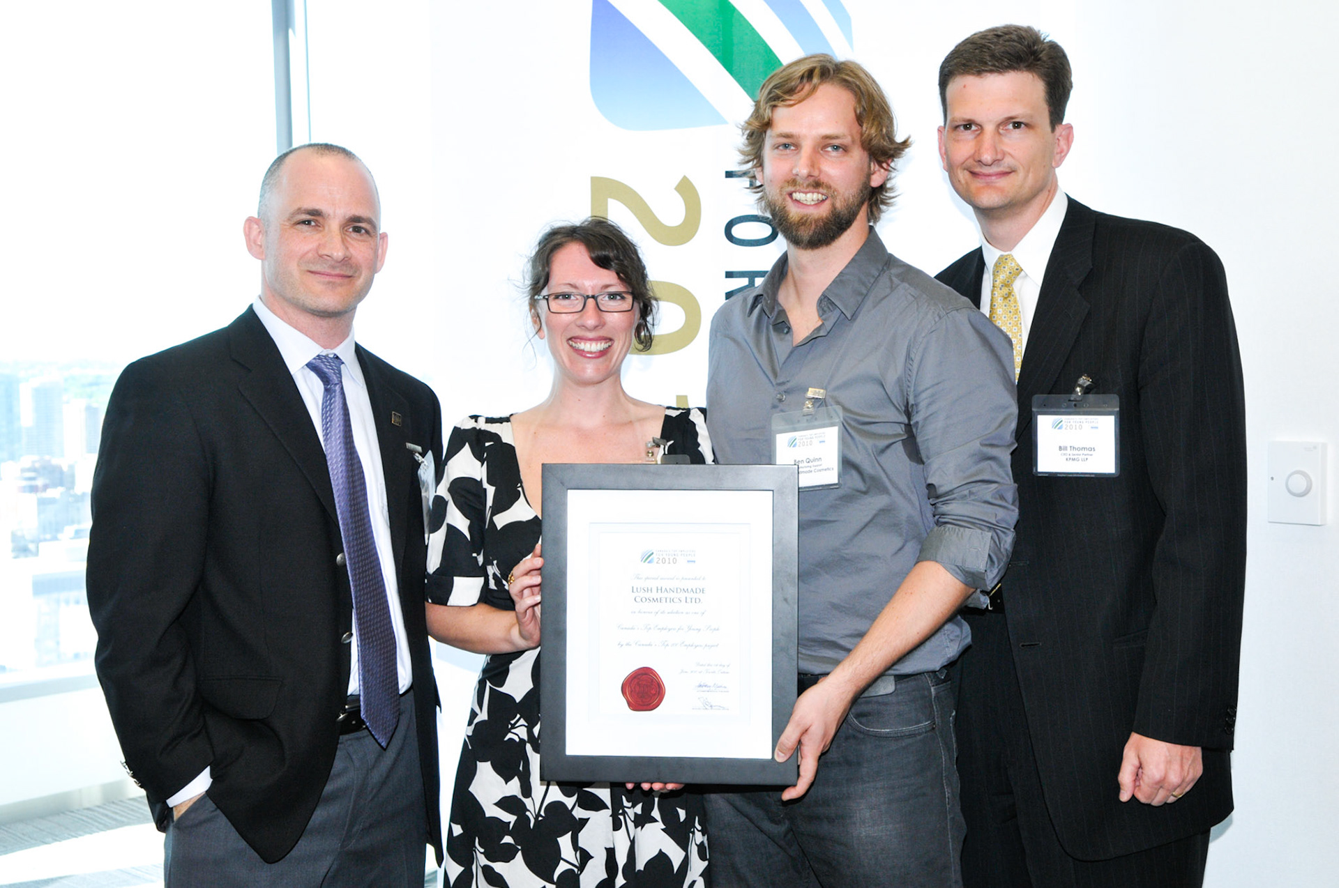 Accepting a "Best Company" Award on Behalf of Lush Manufacturing