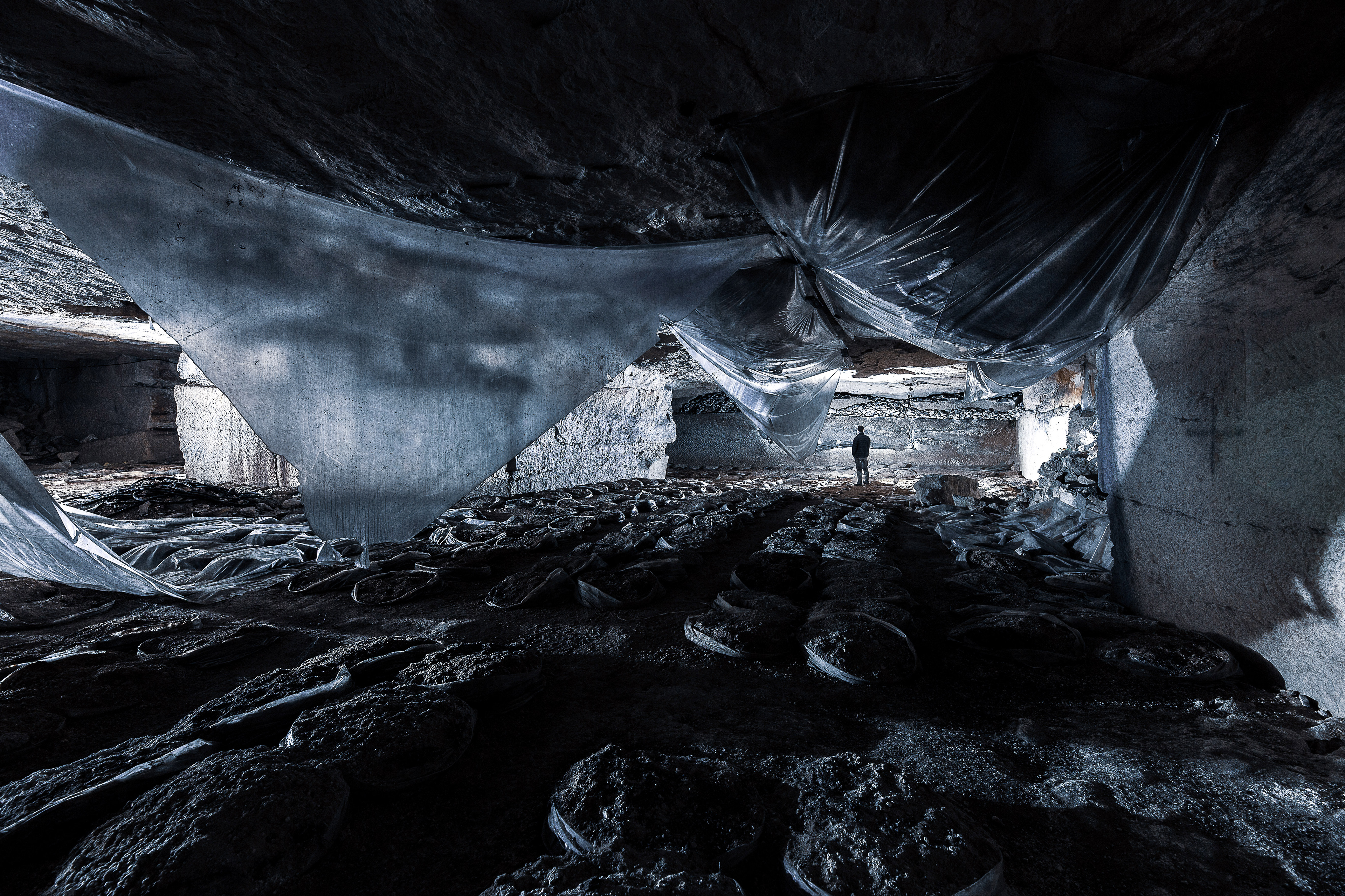 Ancienne champignonnière dans une carrière de calcaire