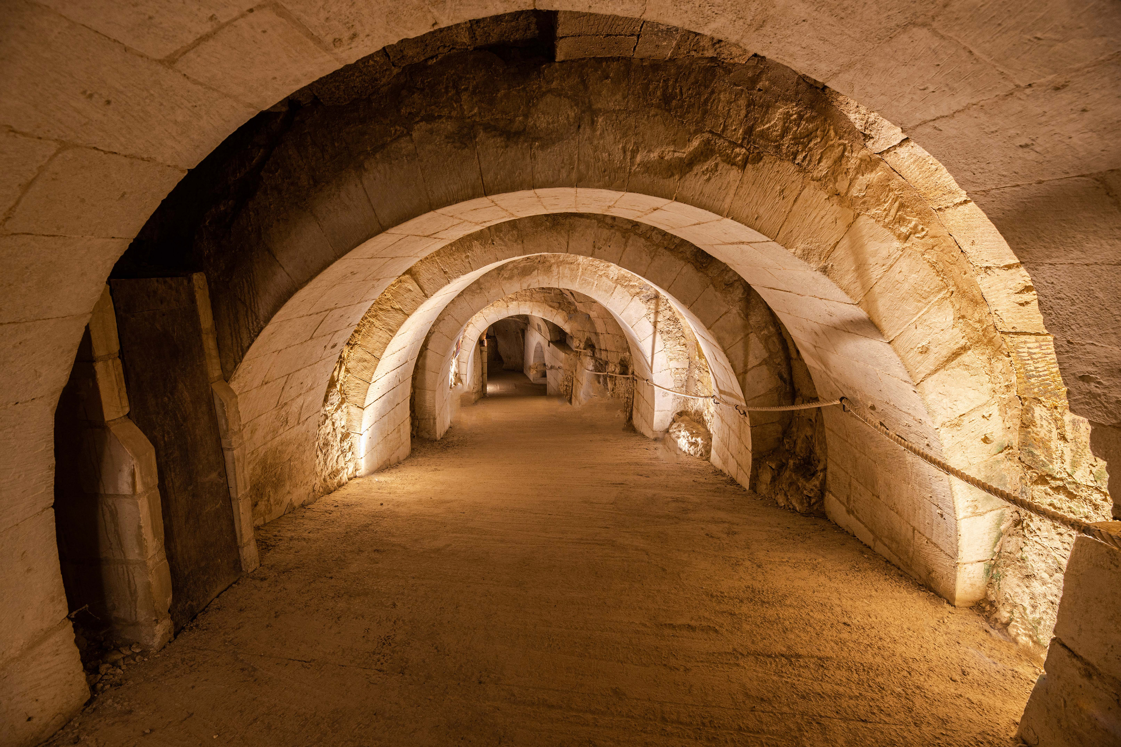 Descente voûtée permettant d'accéder aux souterrains du château de Brezé
