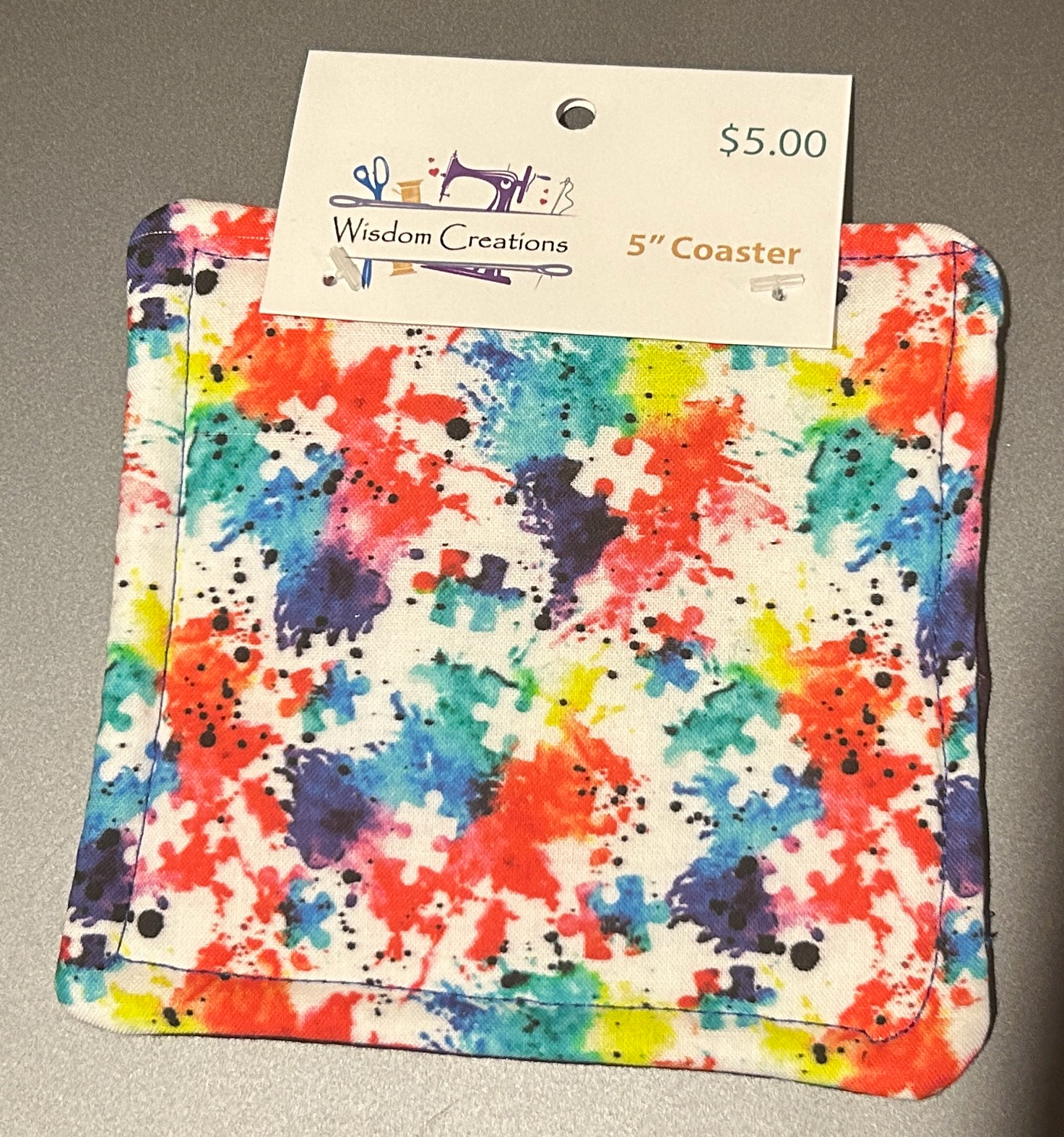 5" Coaster (autism-white)