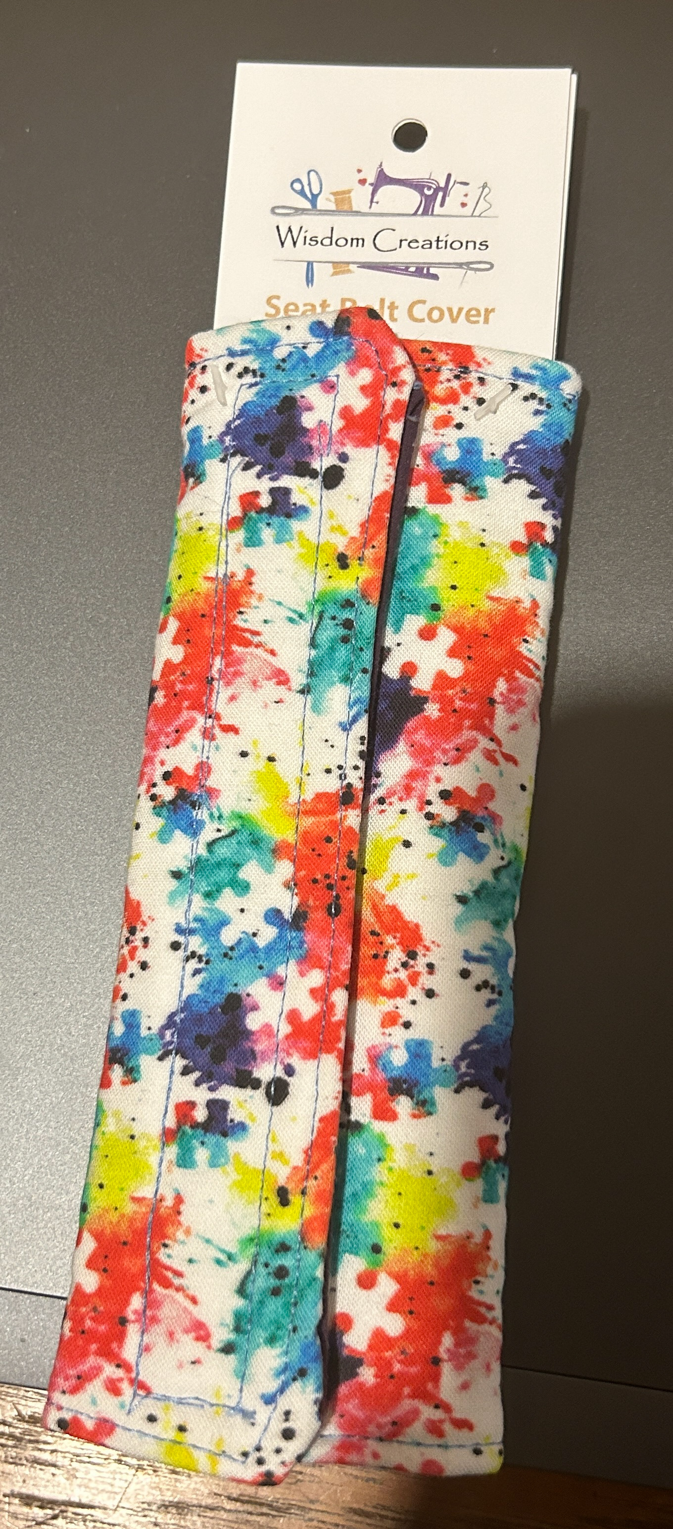 Autism (white) Seat Belt Cover - $10.00