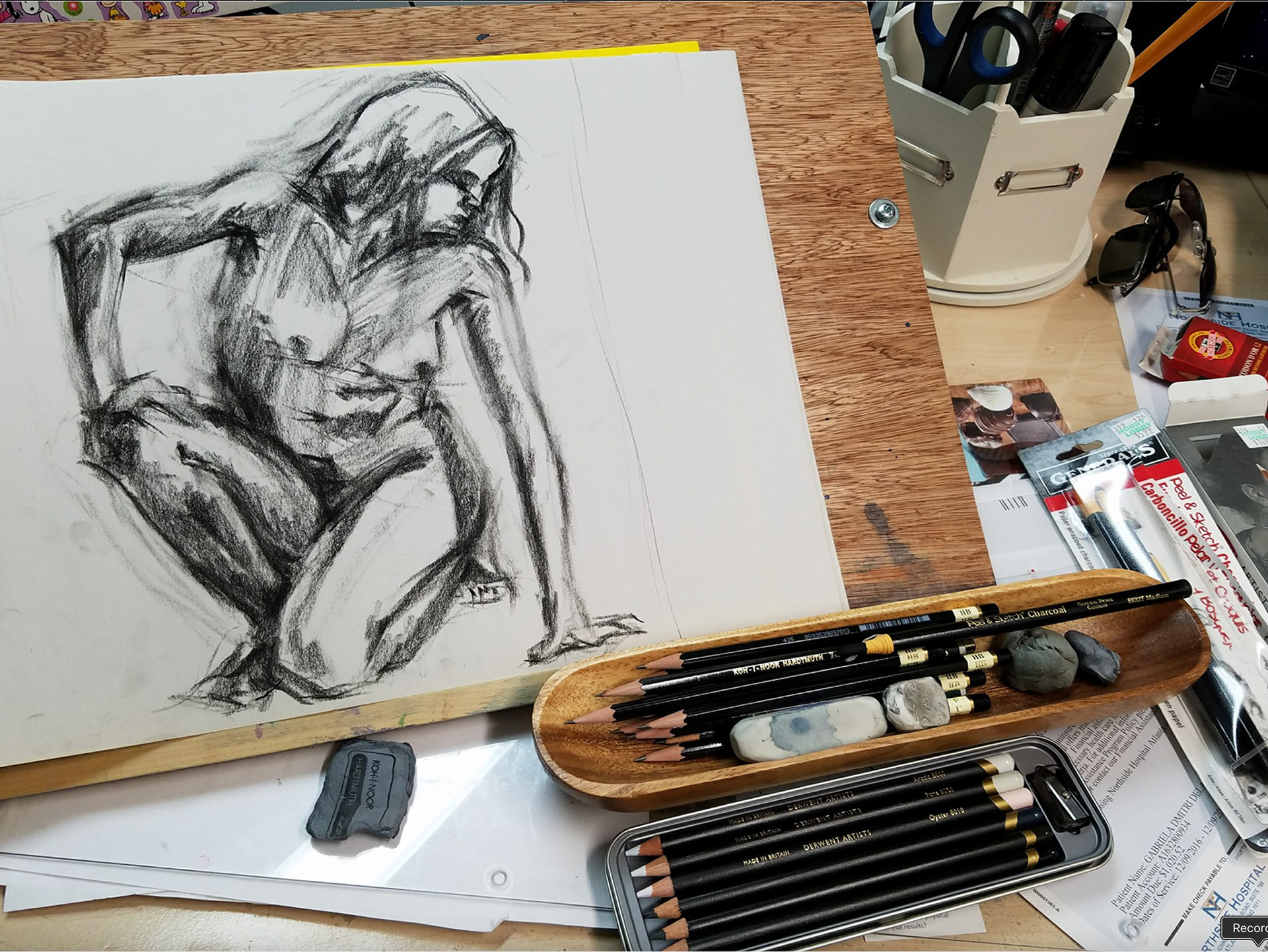 charcoal, paper