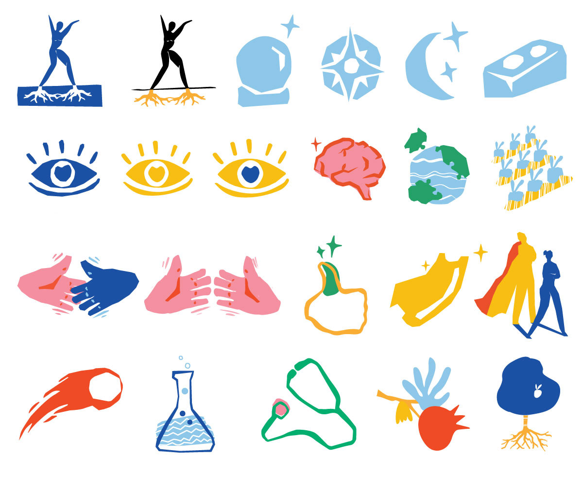 Icons in Matisse style for client's web site Adobe Illustrator