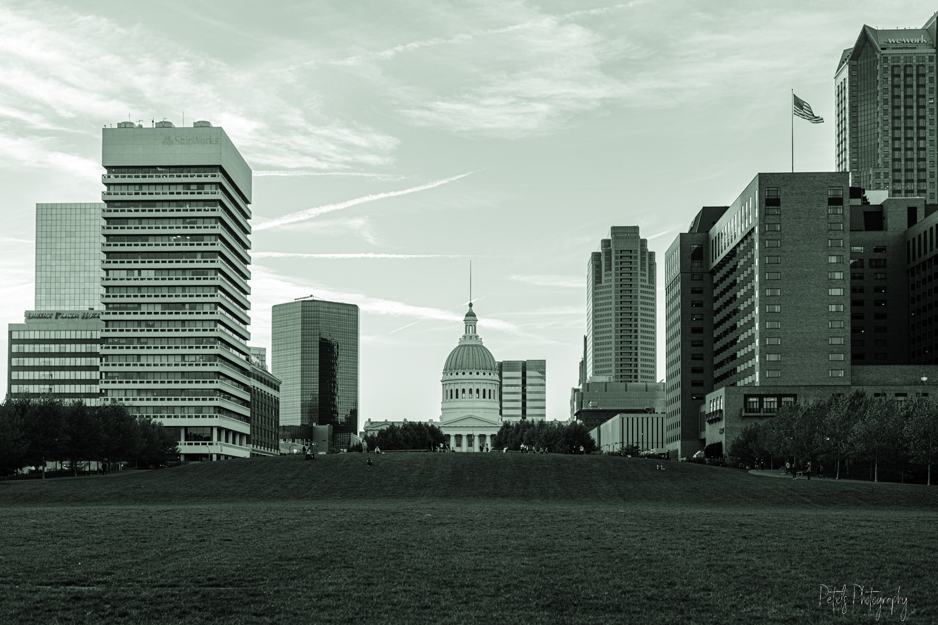 Courthouse from the Arch Grounds (B&W)