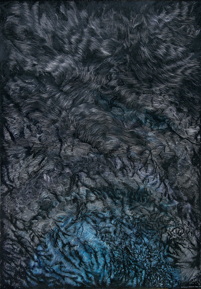 Struktura IV, 100 x 70 cm, oil pastel on paper, 2014