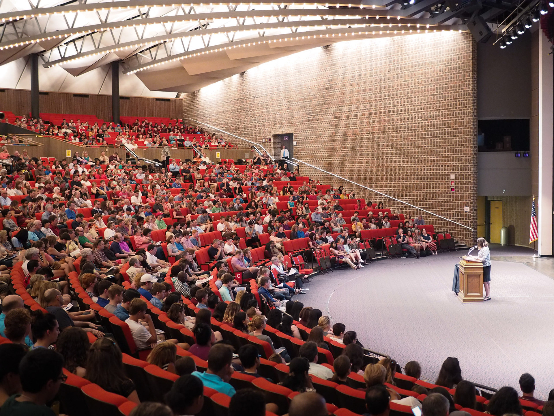August 26, 2016 - Dr. Sheryl Tynes speaks to first year students and parents during Convocation in Laurie Auditorium.