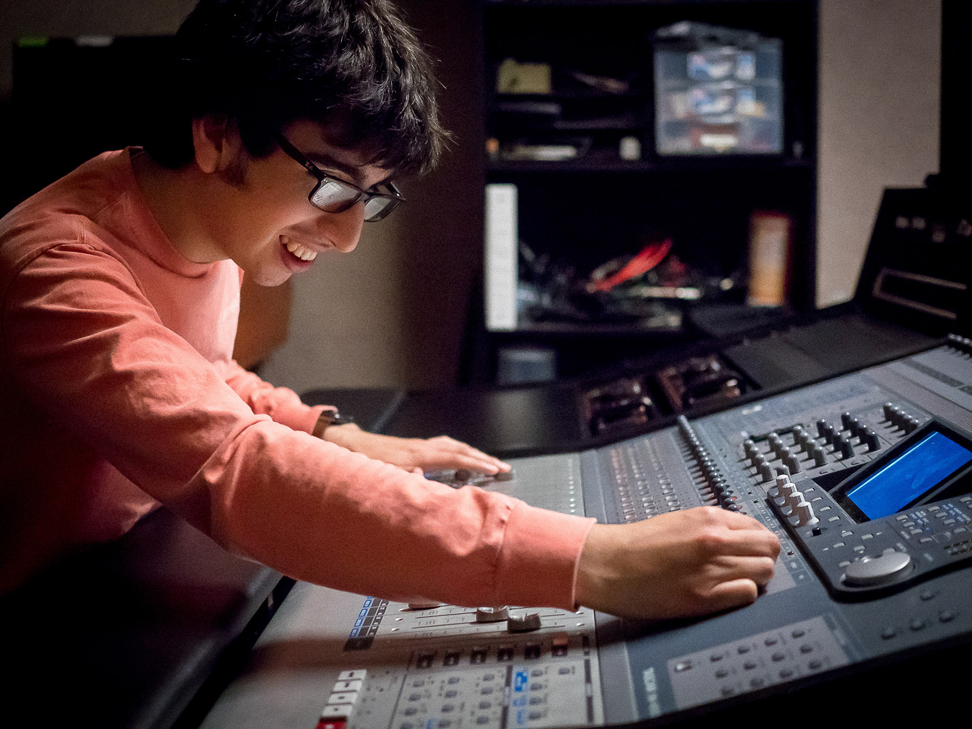 February 26, 2016 - KRTU 91.7 FM promotions and outreach manager Benji Gomez playing jams on Trinity's live indie and jazz radio station.