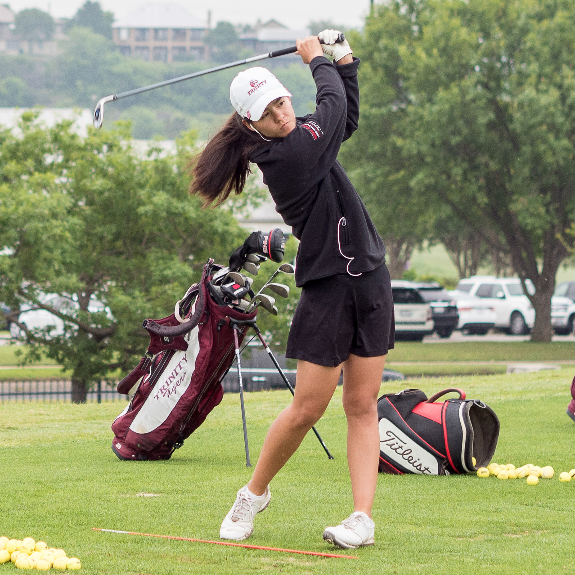 April 15, 2016 - Junior Christine Campbell practices her swing before the NCAA Division III Championships in May.