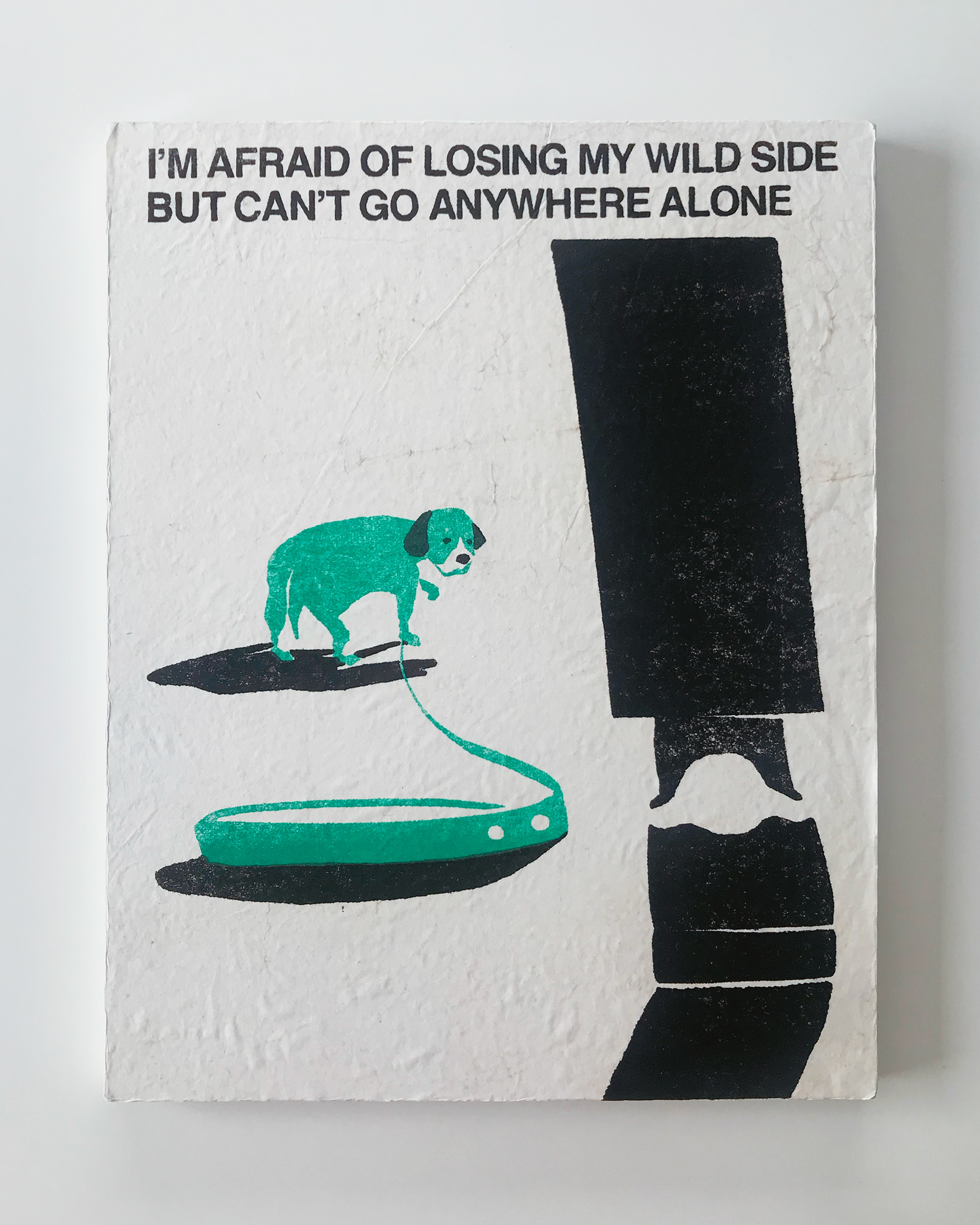 グループ展「犬だらけ」出展作品。よりアナログな質感を求めてリトグラフ印刷に挑戦した。 印刷は森下の乱数沼工房にて、濱中大作氏のサポートのもと本人の手作業によるもの。