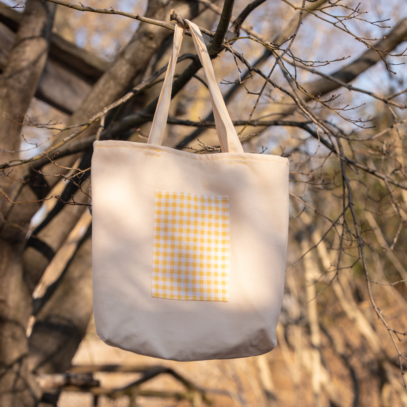 Yellow Gingham Tote