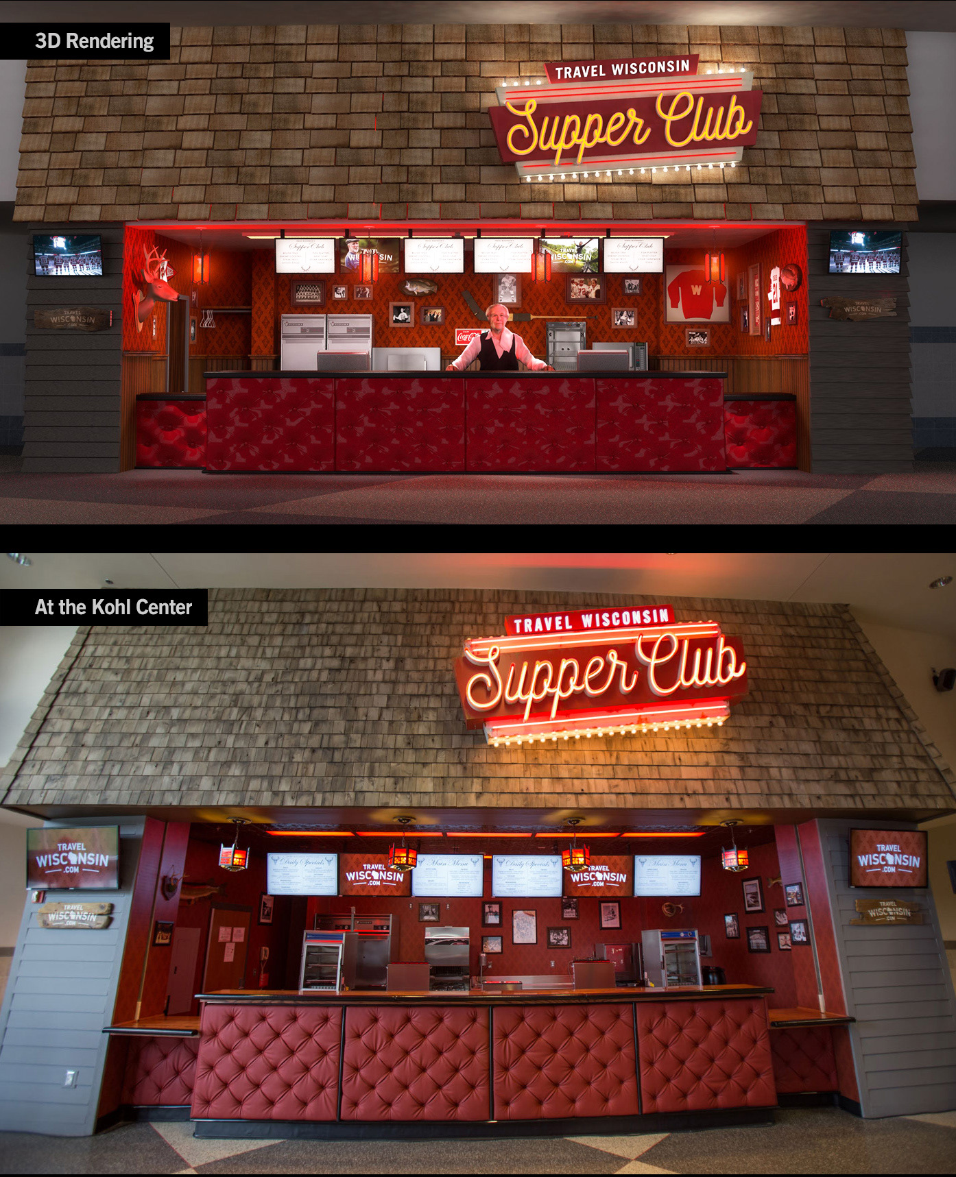 Wisconsin Dept of Tourism - Kohl's center installation - Pitch image and final