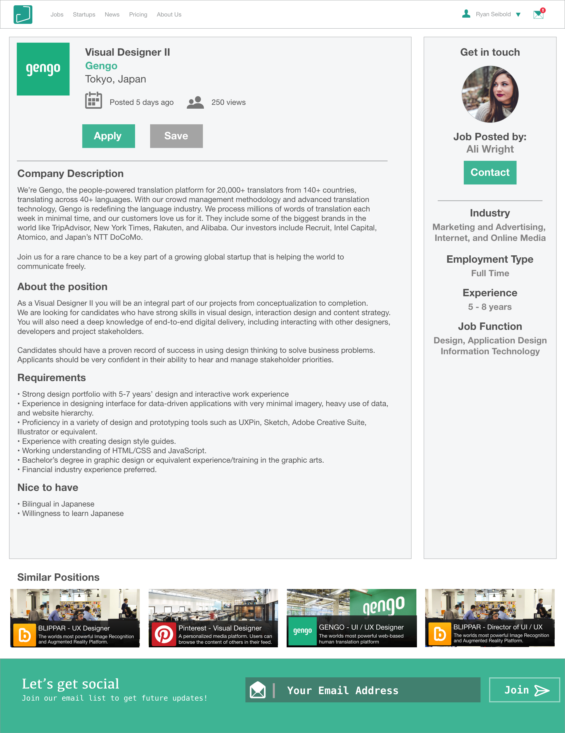 Job Description Page