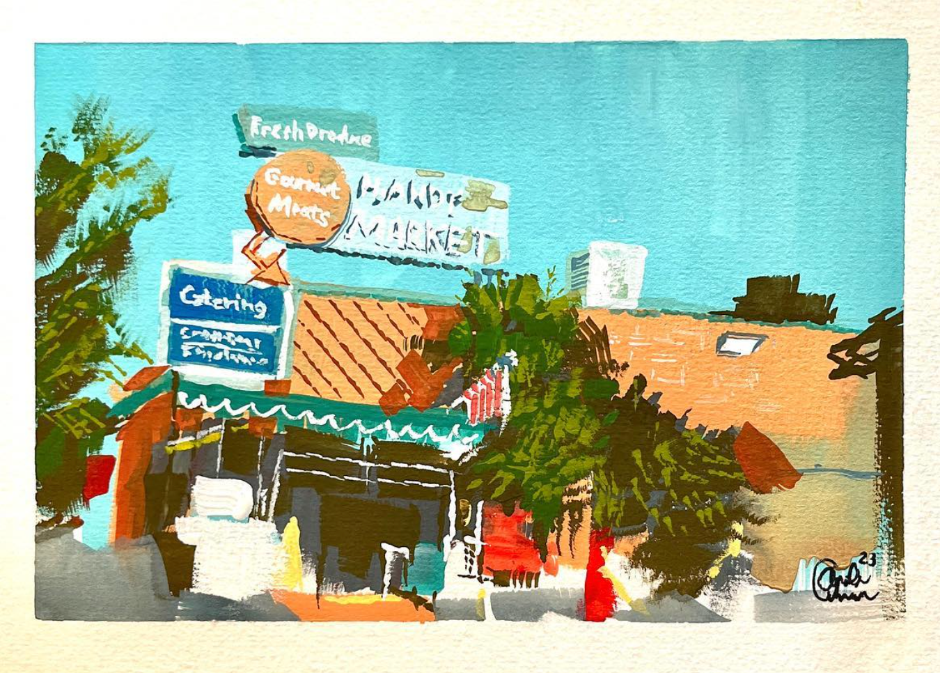 Handy Market in Burbank - Gouache on Watercolor Paper