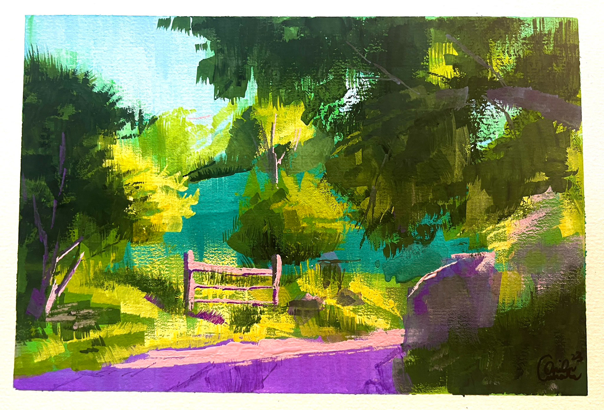 Descanso Gardens on Easter Day - Gouache on Watercolor Paper