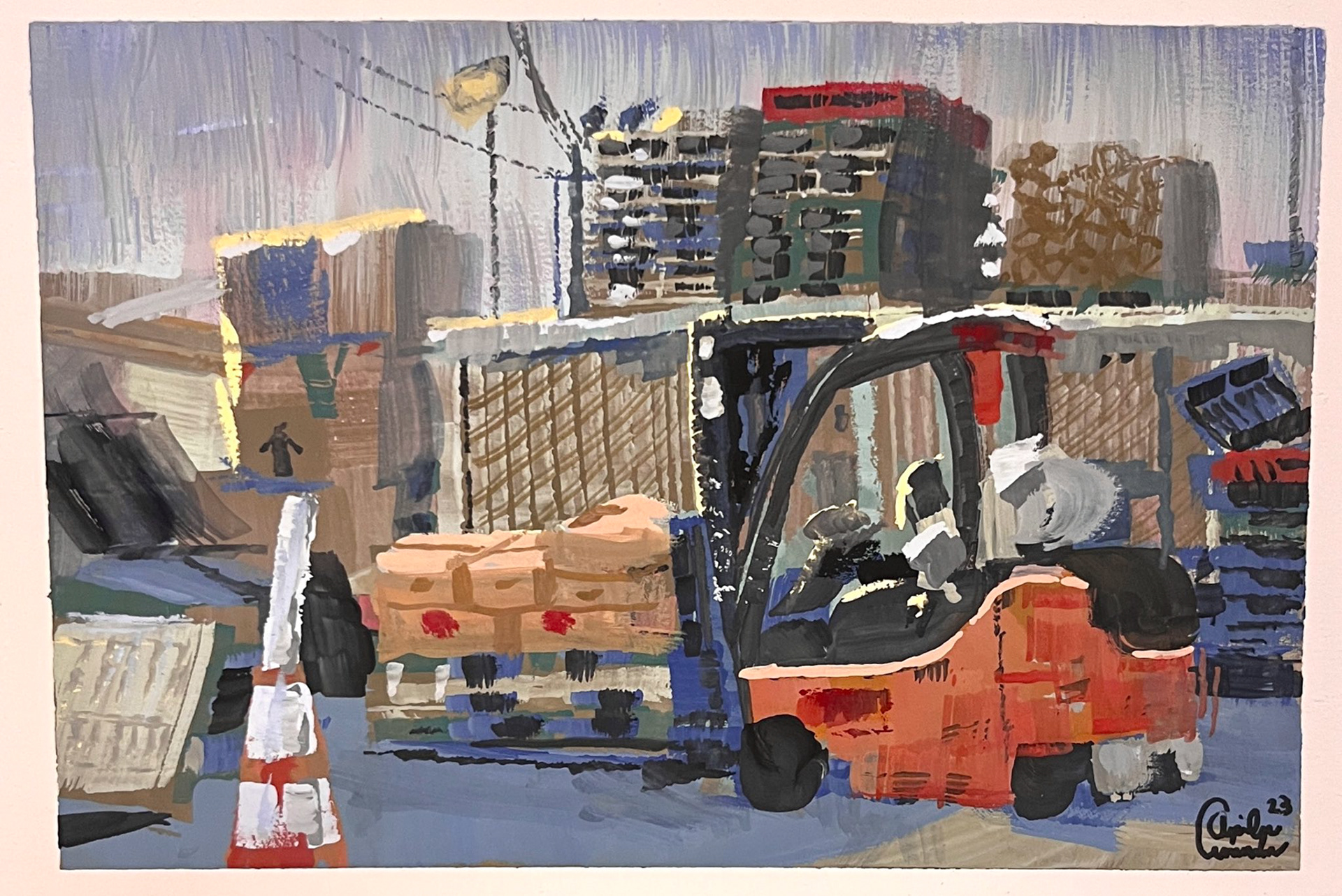 Behind Handy Market in Burbank - Gouache on Watercolor Paper
