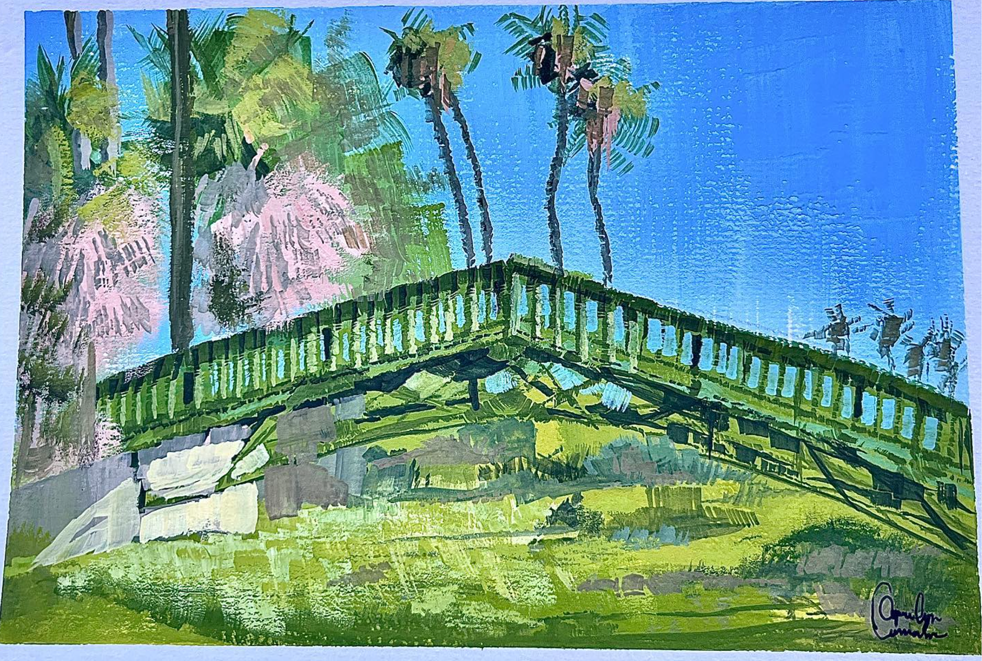 Echo Park Bridge - Gouache on Watercolor Paper