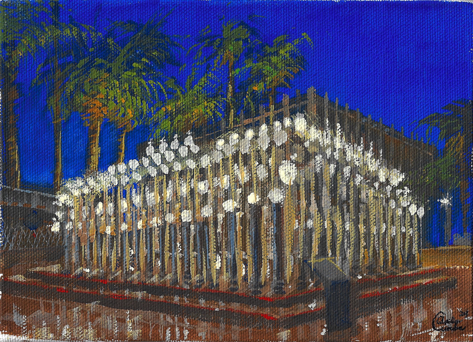LACMA Lights - Gouache on Canvas