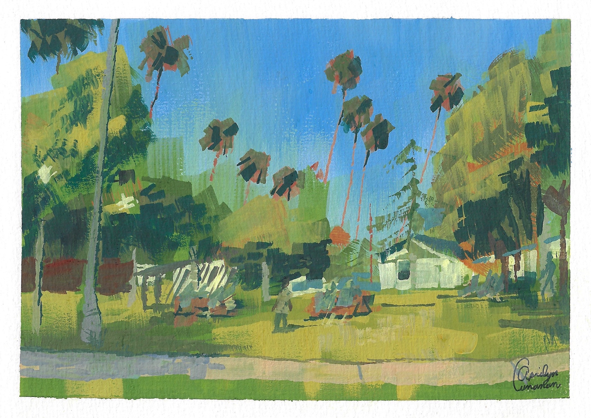 Fremont Park, Glendale CA - Gouache on Watercolor Paper
