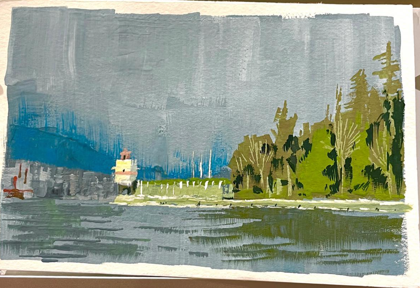 Stanley Park Lighthouse in Vancouver - Gouache on Watercolor Paper