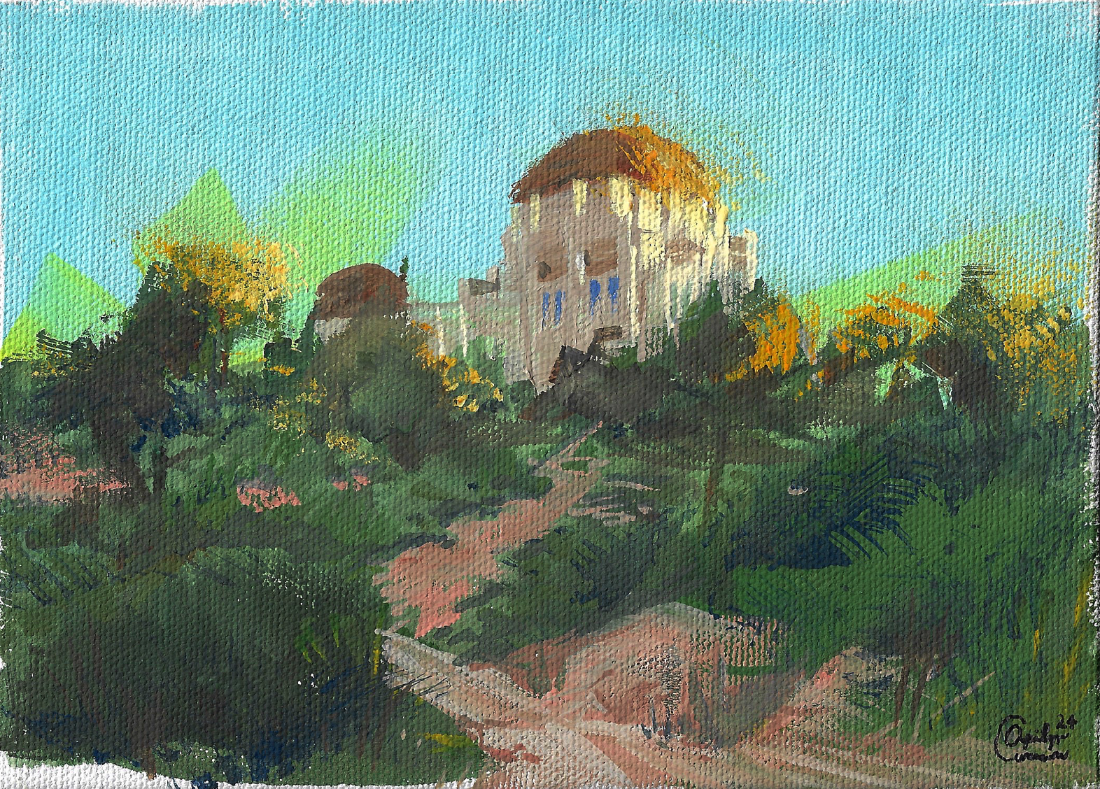 Griffith Observatory Hiking Trail - Gouache on Canvas