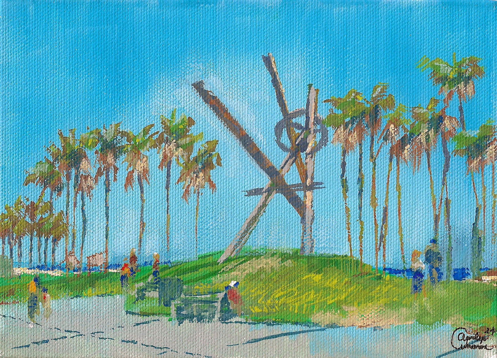 Venice Beach - Gouache on Canvas