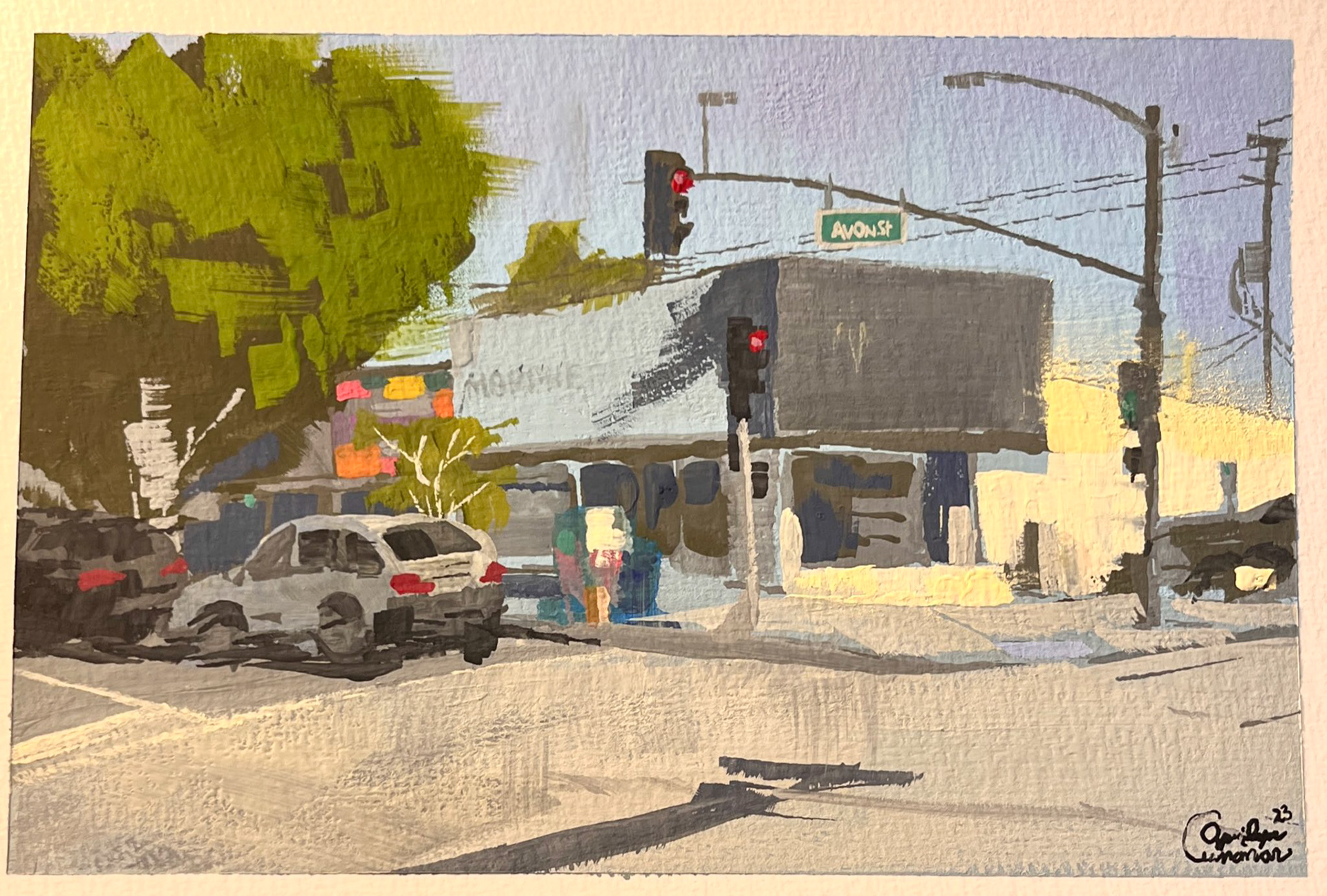 Magnolia Street in Burbank - Gouache on Watercolor Paper