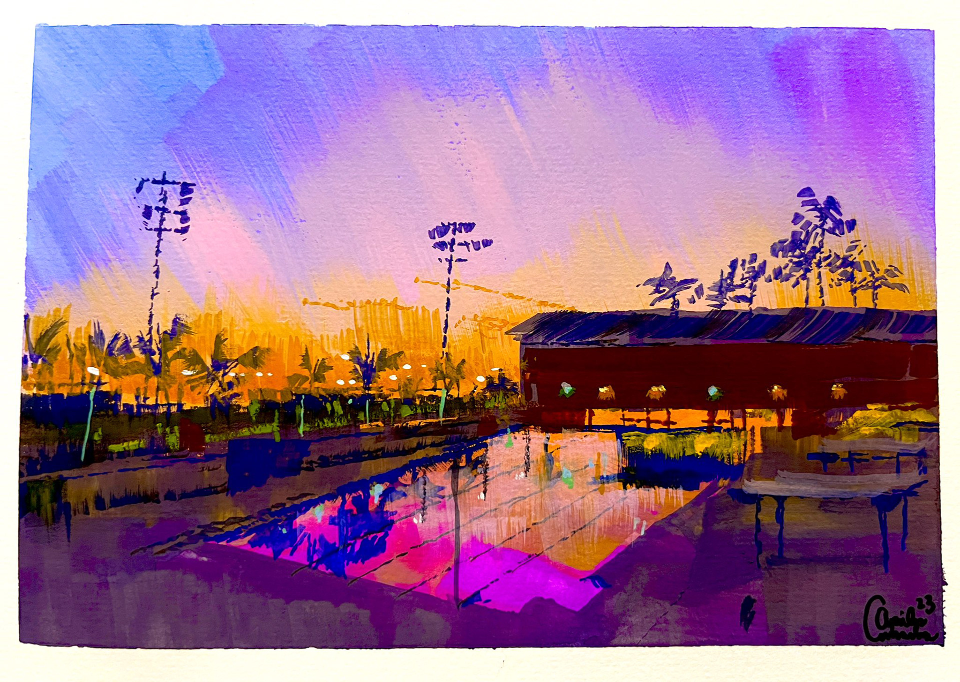 McCambridge Recreation Center - Gouache on Watercolor Paper
