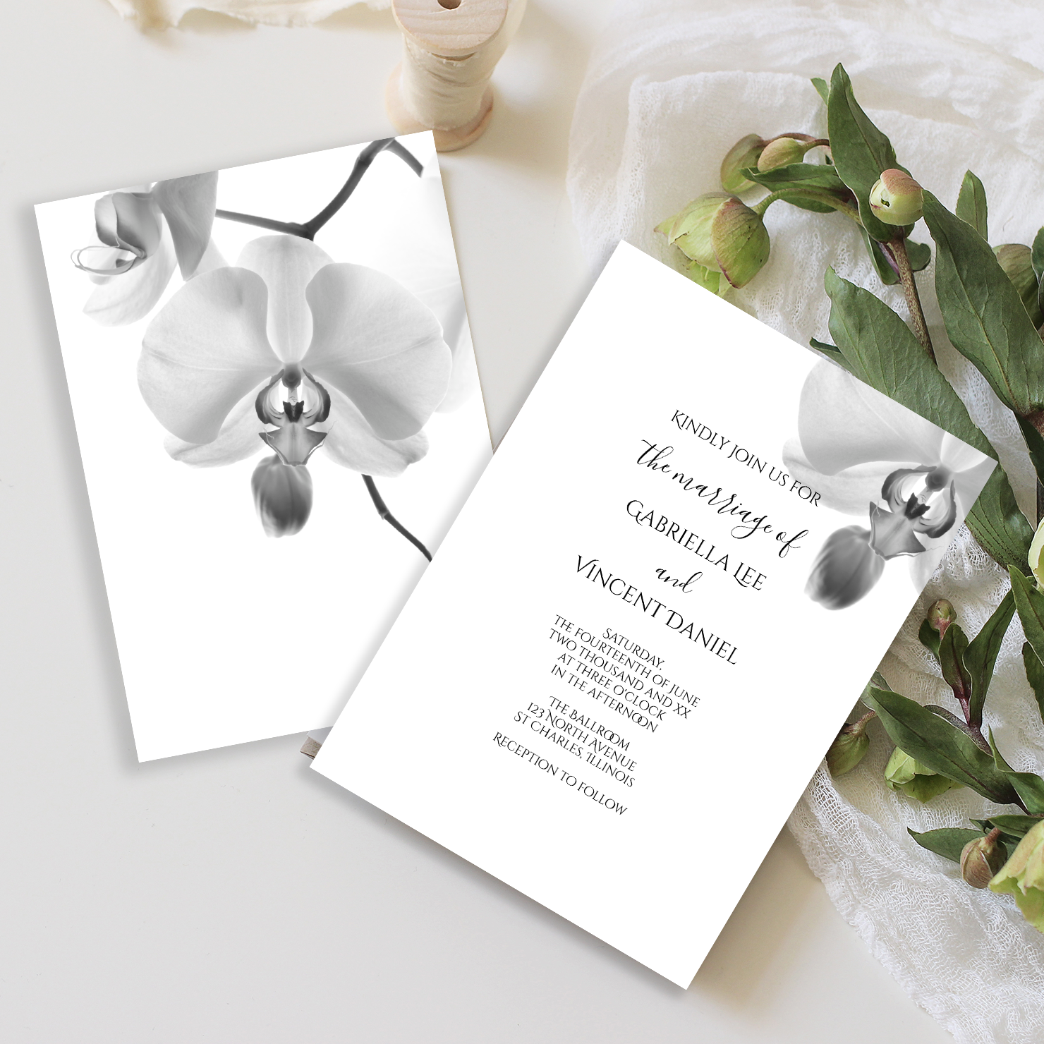 Black & White Floral Wedding