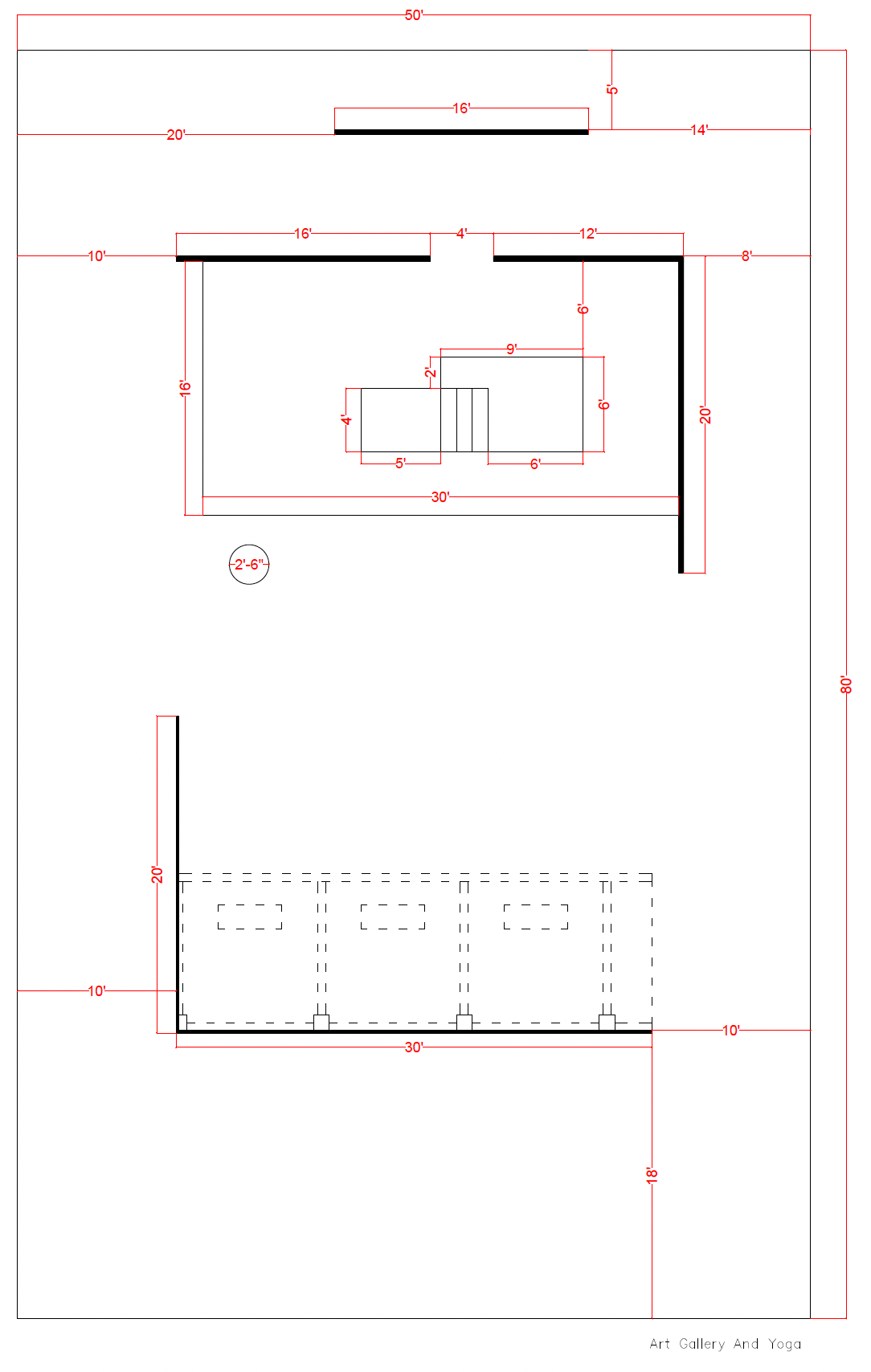 Studio 1 Layout : Aerial Yoga + Art Exhibition