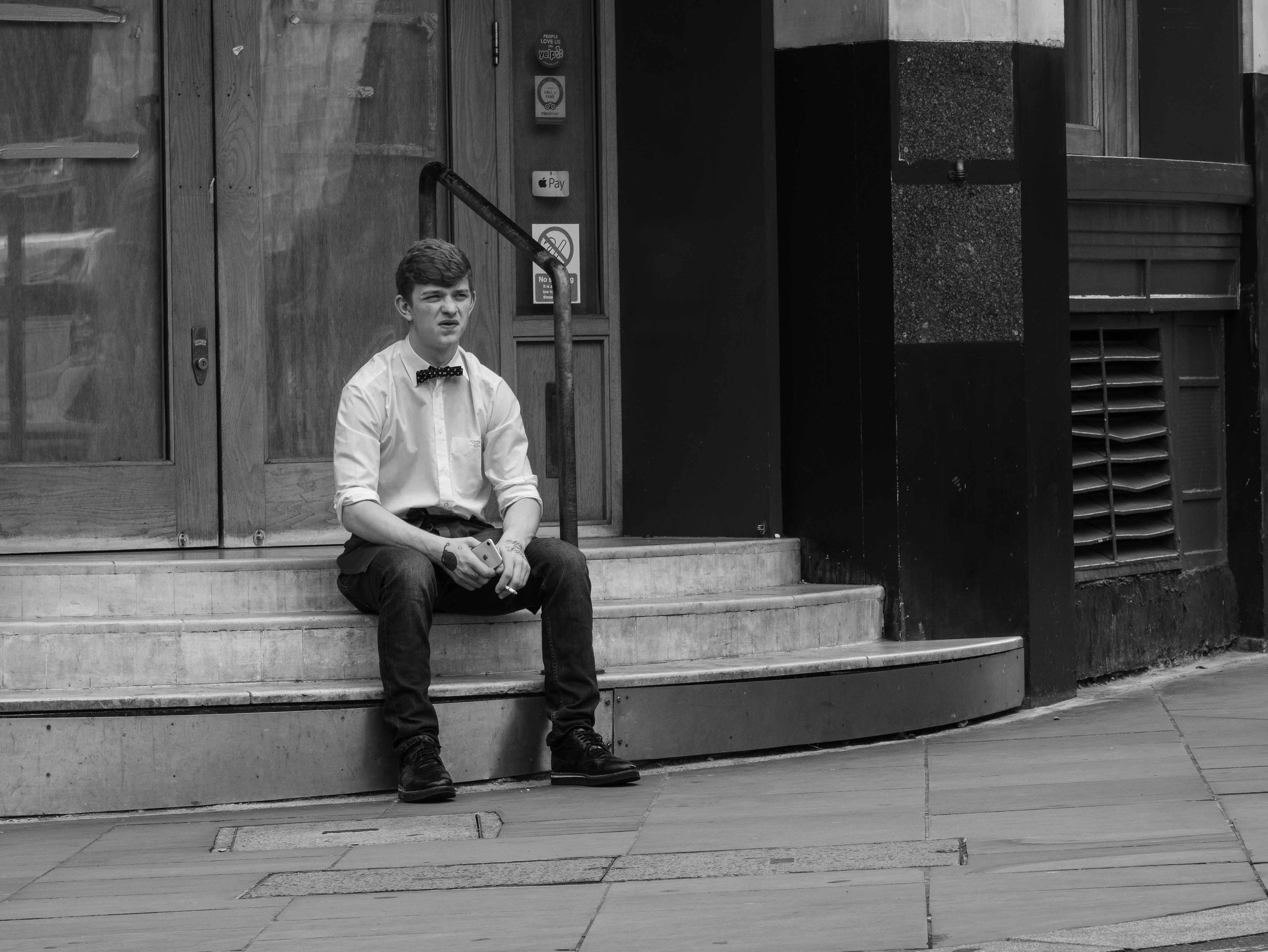 Resting on the steps