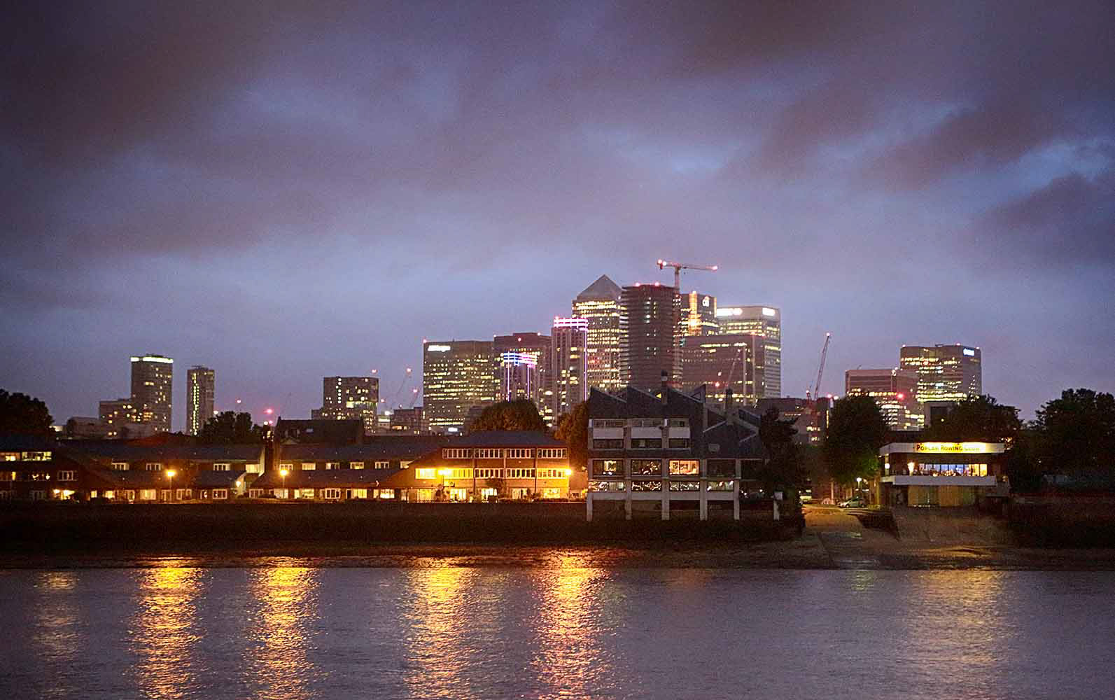 Canary Wharf, London from across the R. Thames