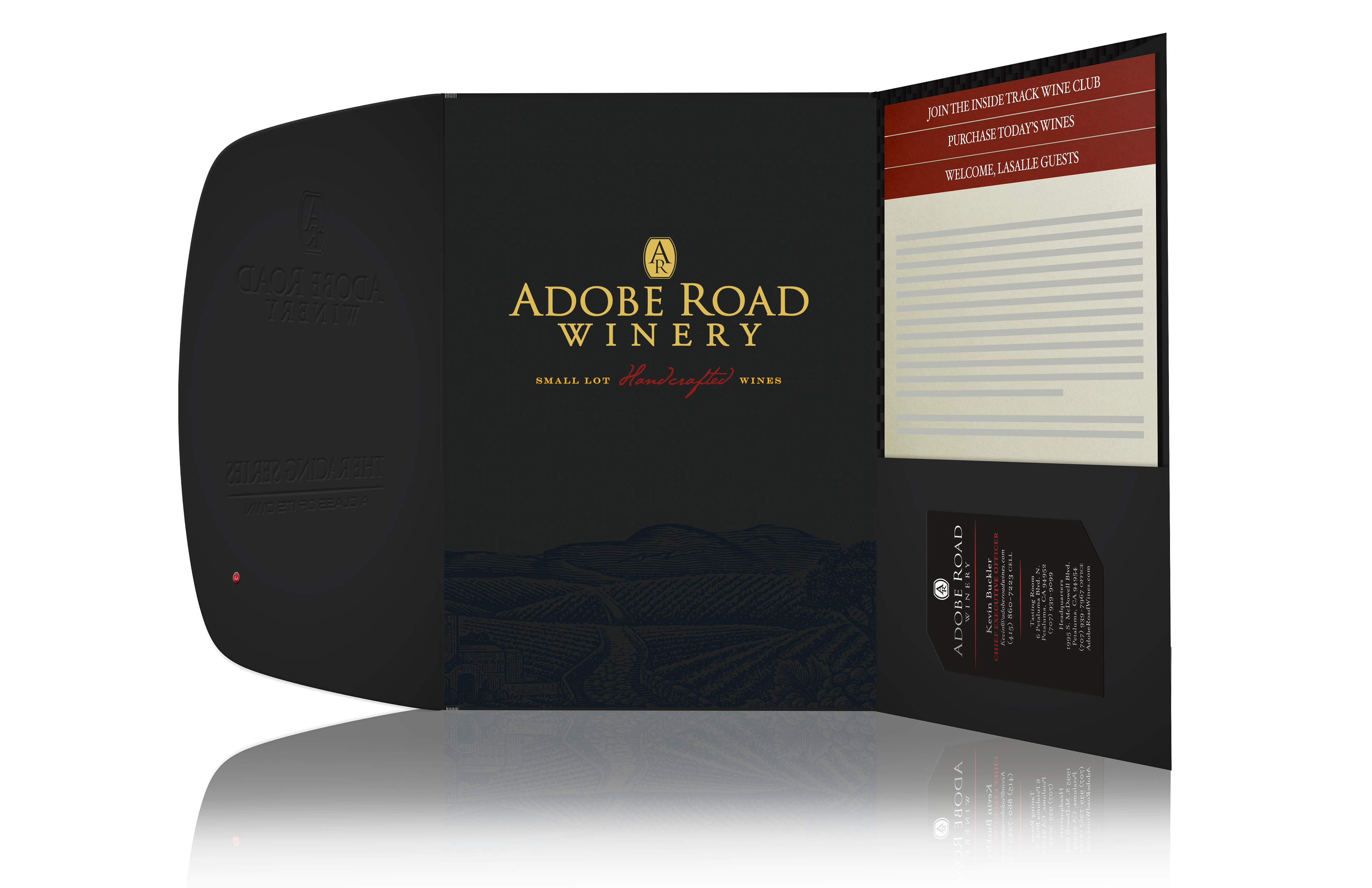 Luxury Brochure, business card and additional information contained inside portfolio