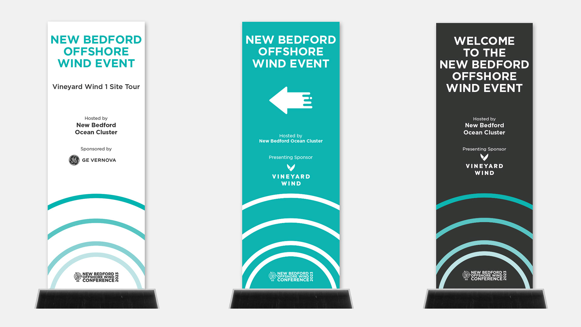 printed wayfinding and signage with removable arrows to position onsite where needed