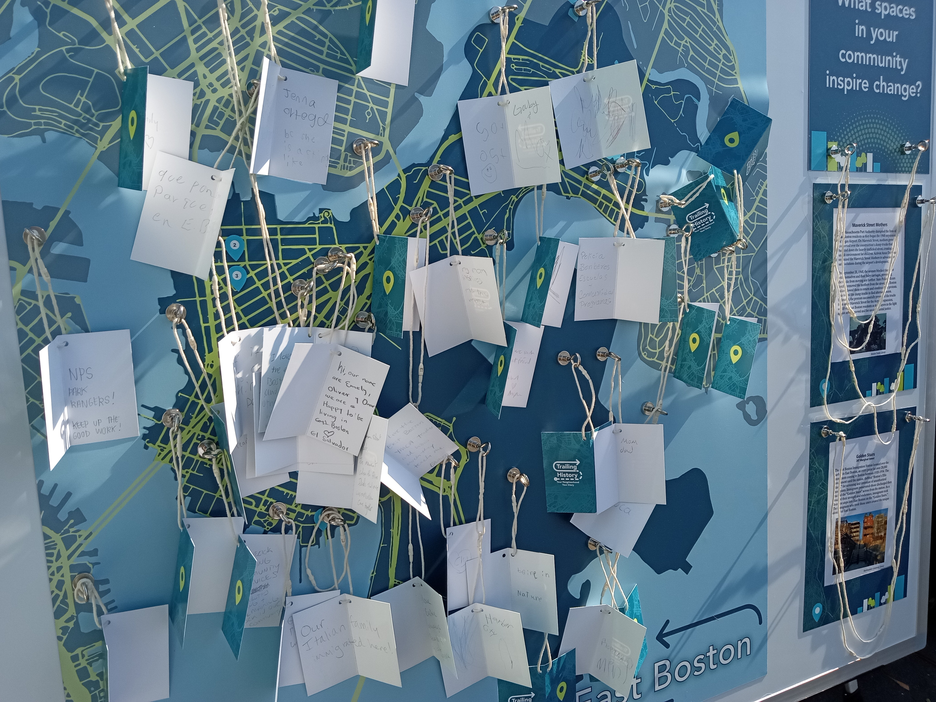 guests were invited to fill out printed cards and pin them to their neighborhood locations