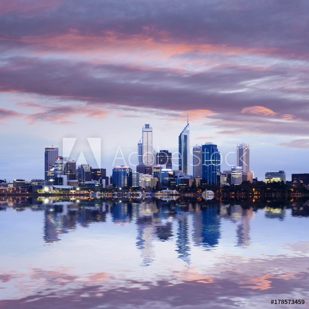 Perth Skyline Reflected in the Swan River