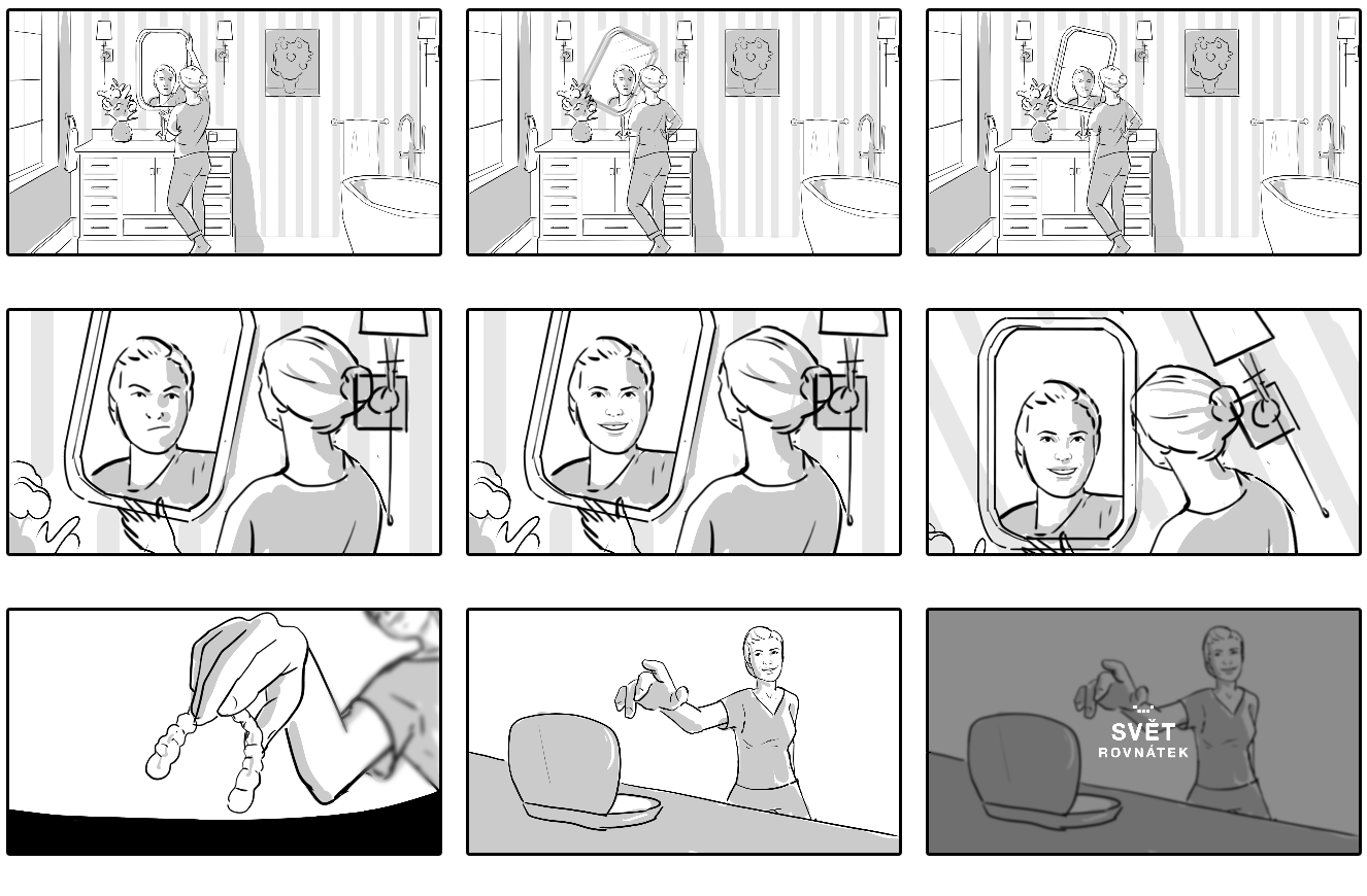 Storyboard Svět rovnátek pro Digital First Marketing Group