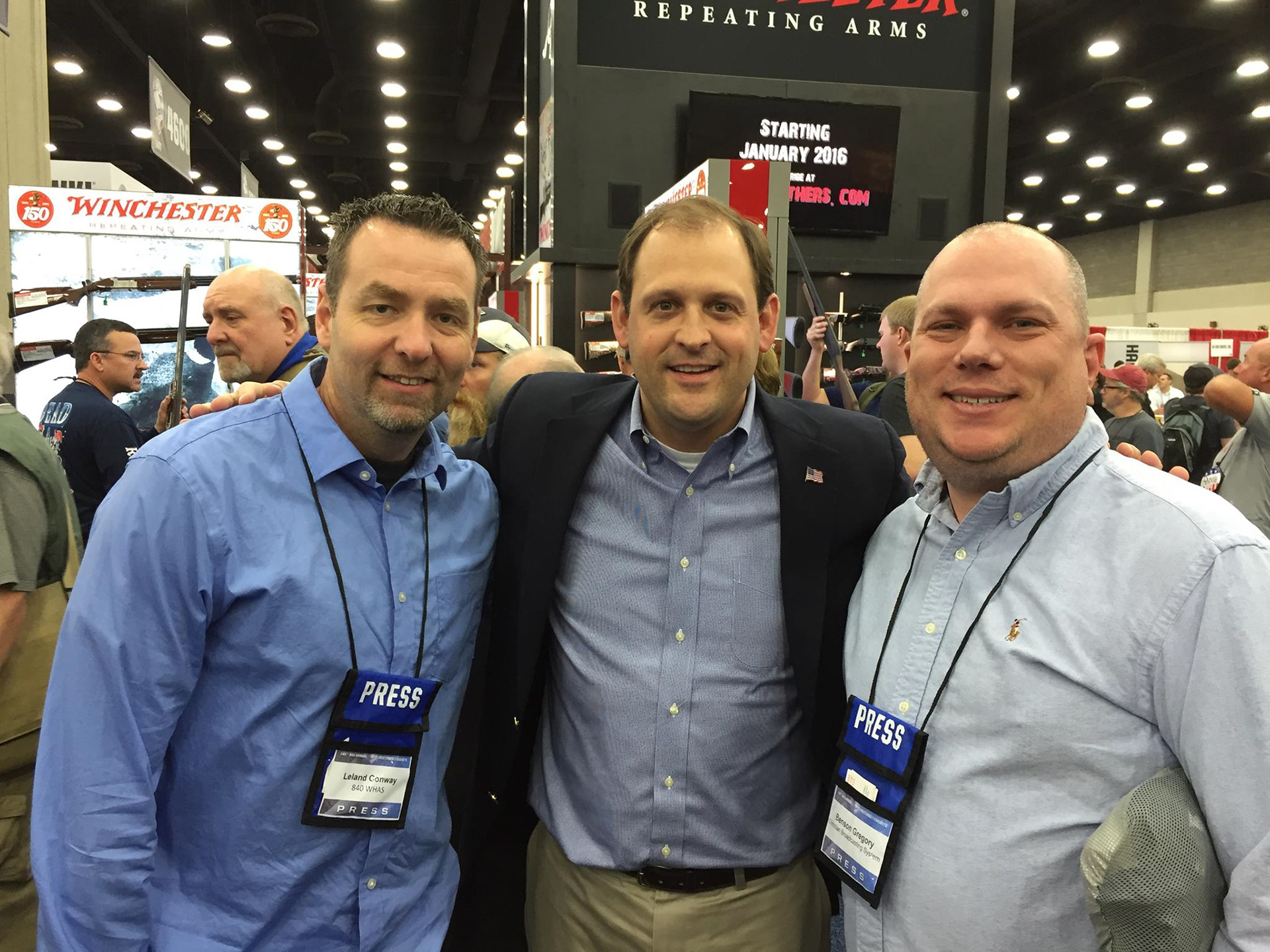 My world famous friend Leland Conway (left) Congressman Andy Barr (center) and Me (right) at the NRA Convention in Louisville, KY