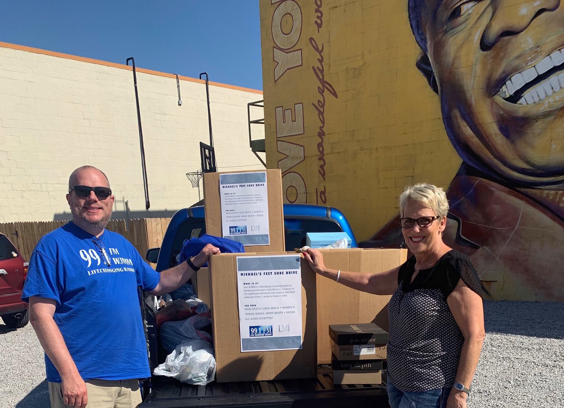 Me with a truck load of donations for Lighthouse Ministries and their Executive Directer Tay Henderson