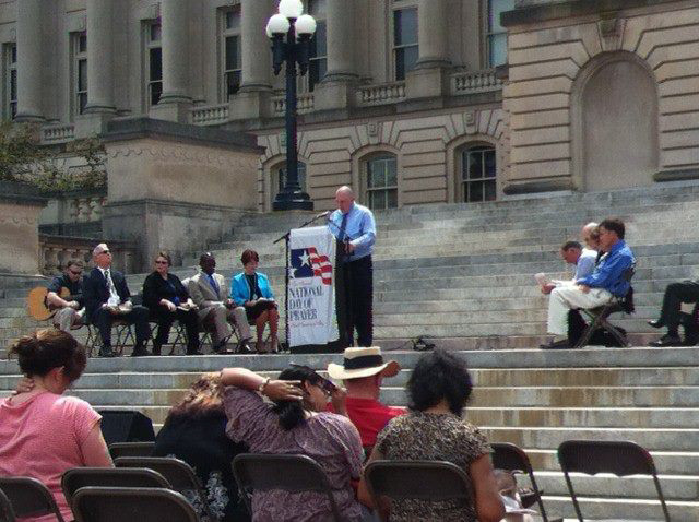 Praying for the Media on the National Day of Prayer Event on the Capital Steps in Frankfort, kY