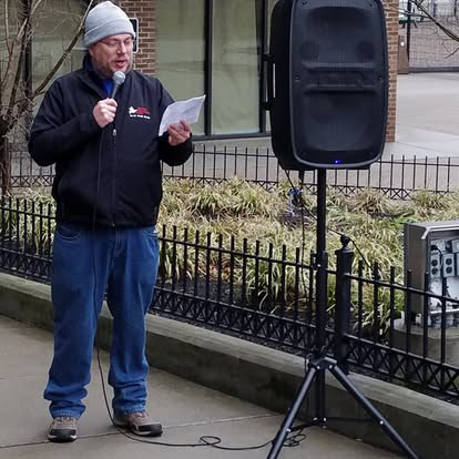 Me as Emcee at a Walk for Warmth event to raise awareness for homelessness