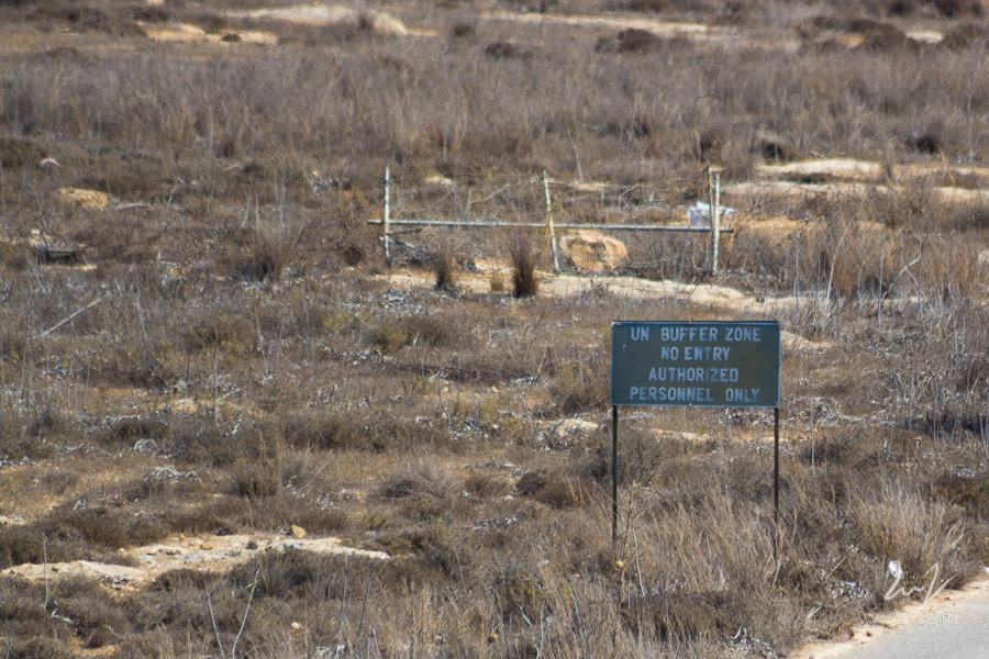 "UN buffer zone / no entry / authorized personnel only"