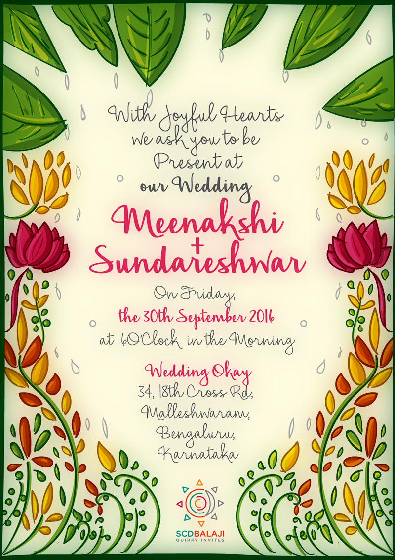 Quirky Indian Wedding Invitations - Tamil Brahmin Wedding Invitation