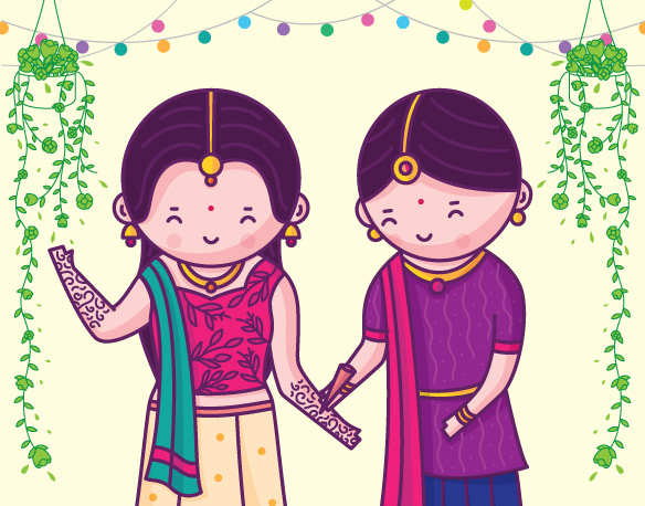 Quirky Indian Wedding Invitations - Mehendi Ceremony - Cute Couple  Collection